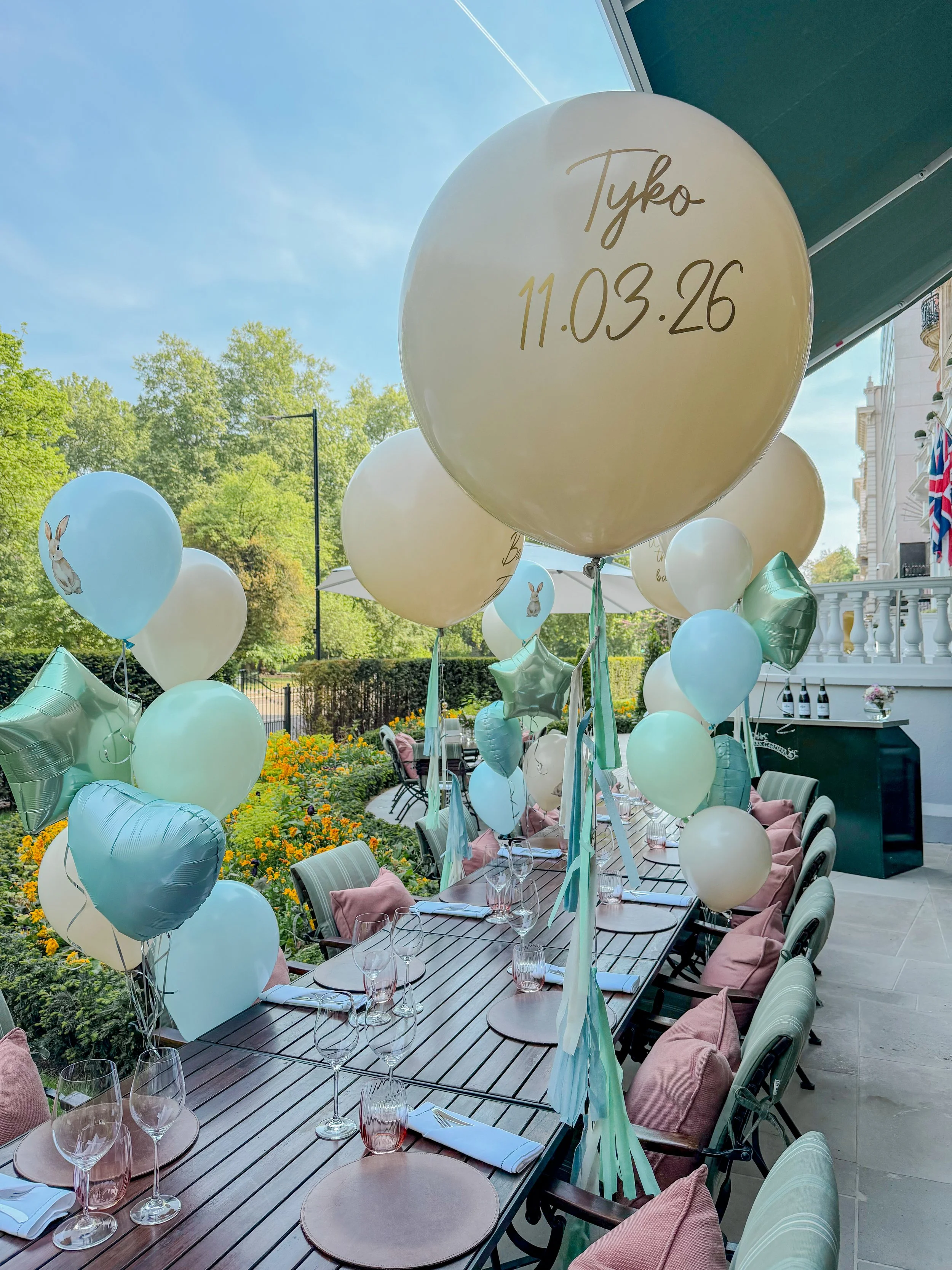 Mandarin Oriental Hyde Park Terrace Baby Shower Little Giants Tassel bespoke bunches