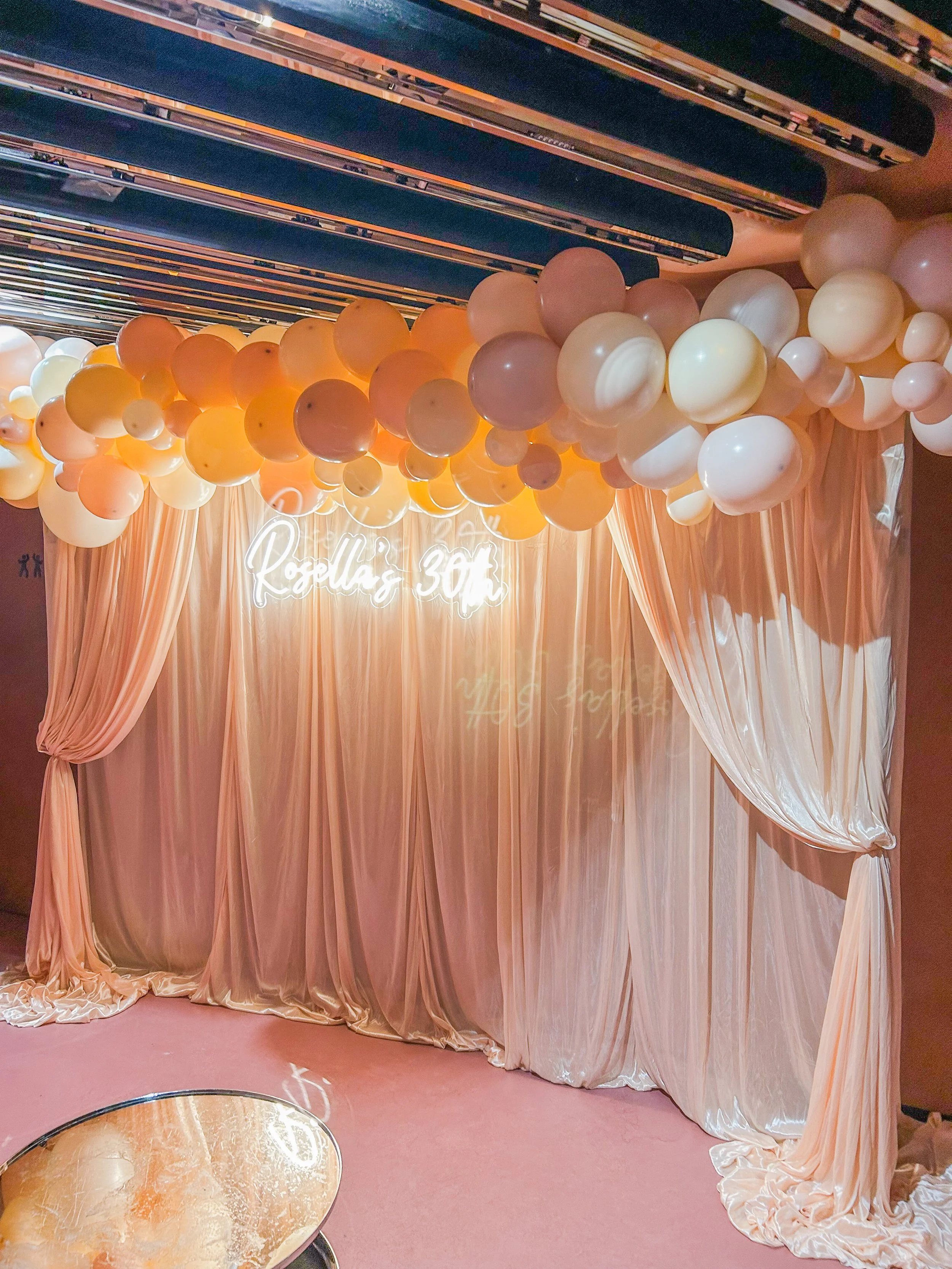 Peach Pipe & Drape Fabric Backdrop