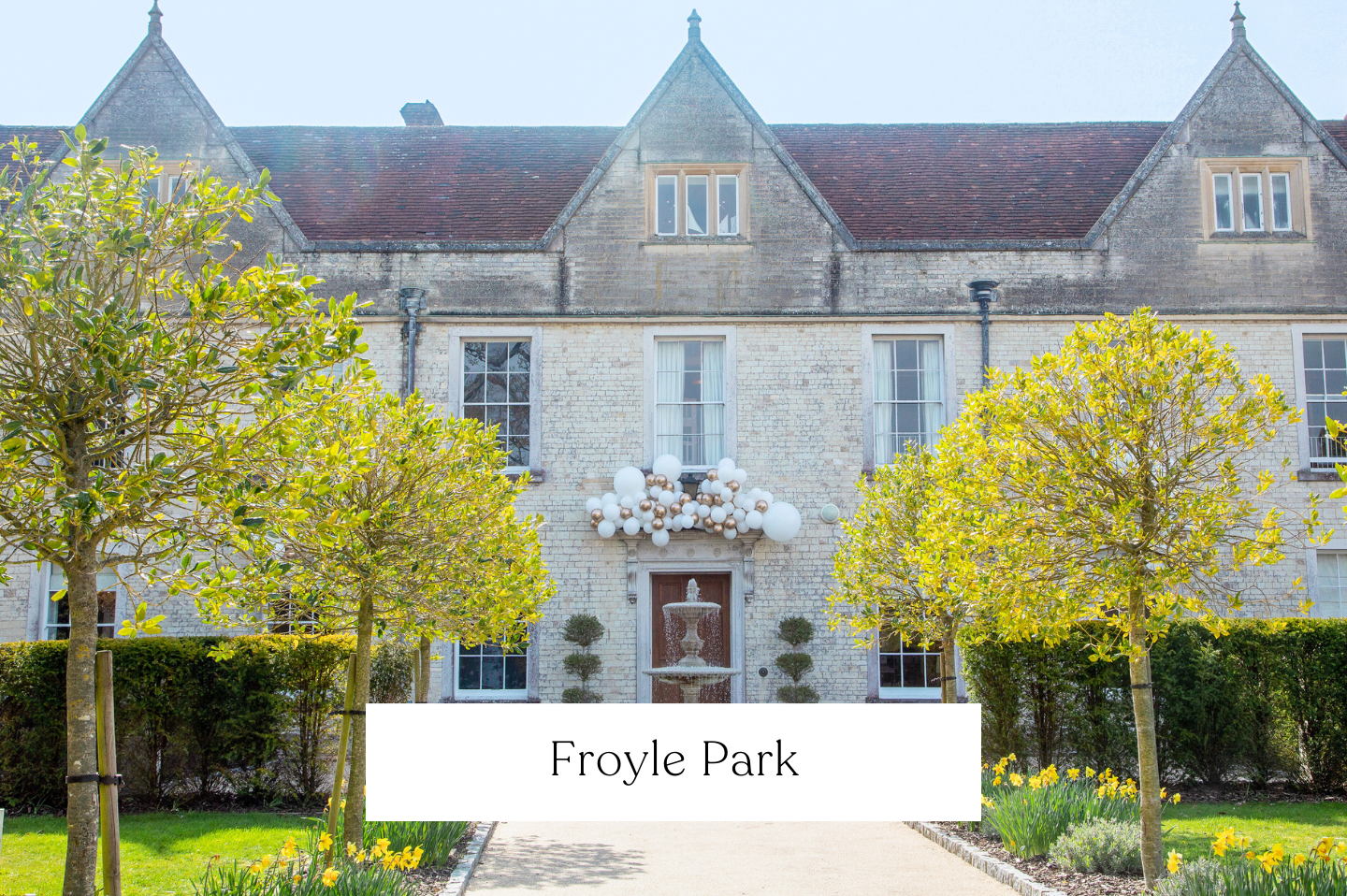 Outdoor white external balloons for a Wedding at Froyle Park.