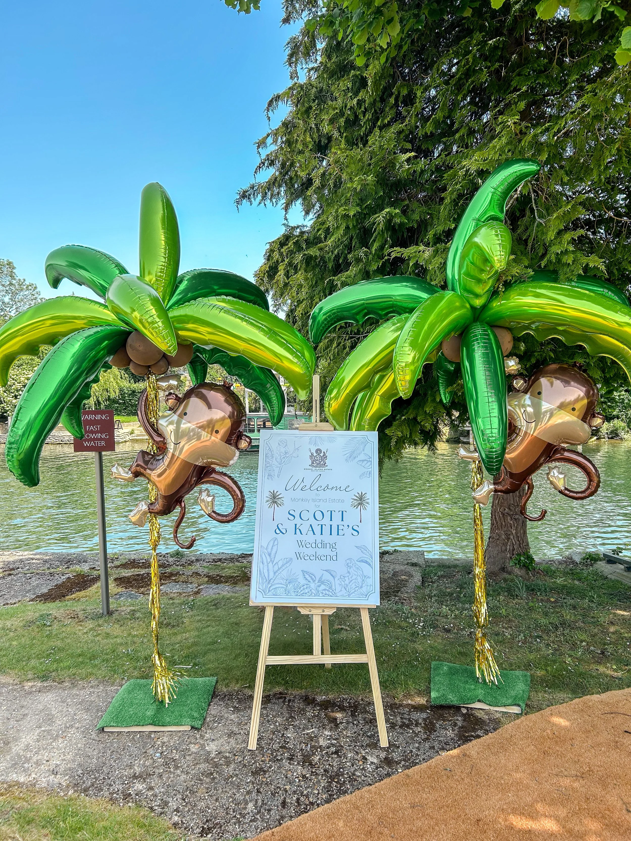 Monkey Island Wedding Anchor Model Palm Trees Heart Mosaic