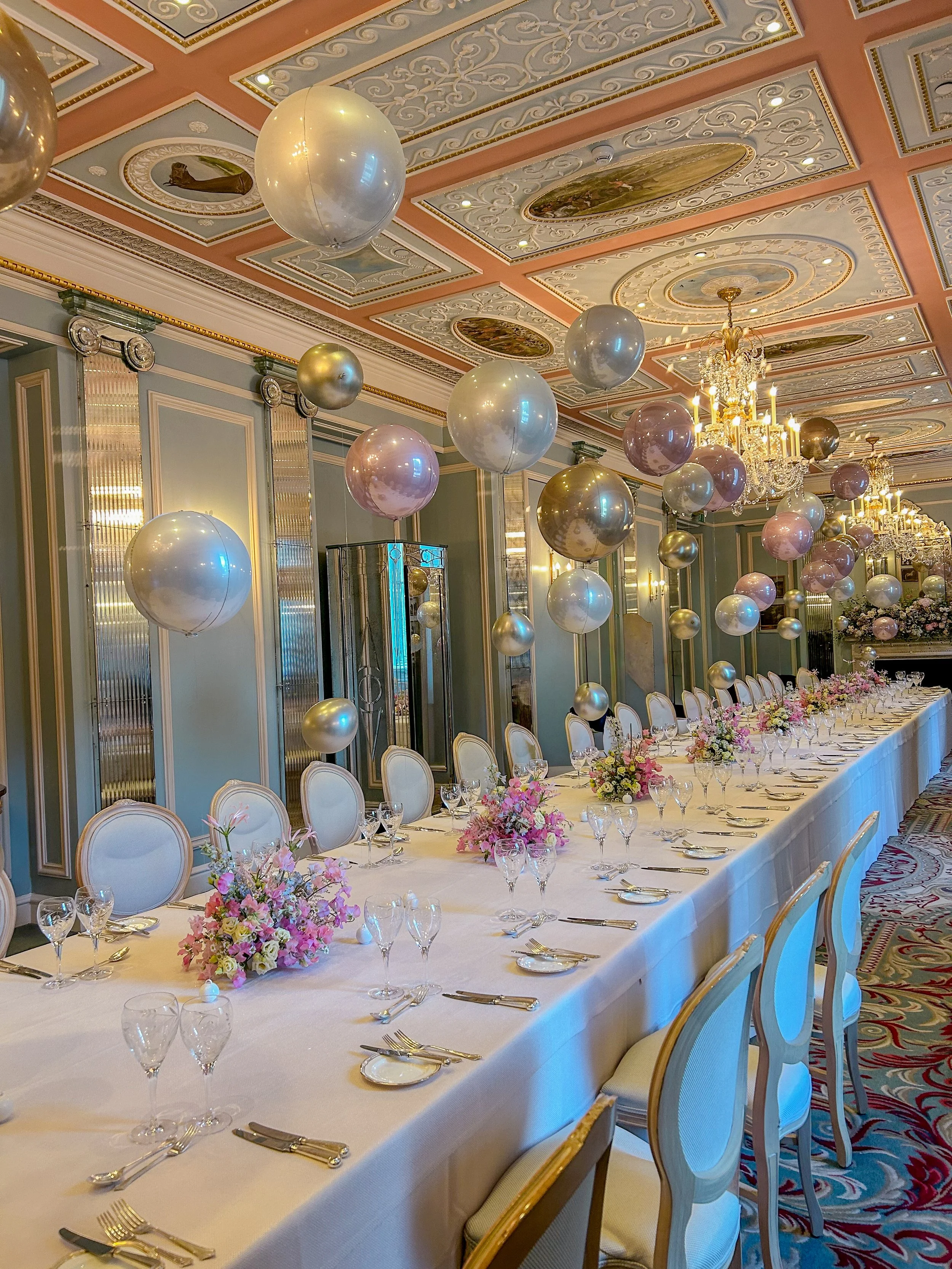 The Lanesborough Event Table Centre Orbz Ceiling Installation