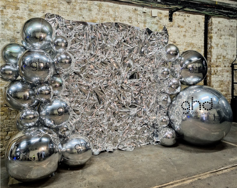 GHD Silver Crushed Wall Chrome Silver Sphere Installation