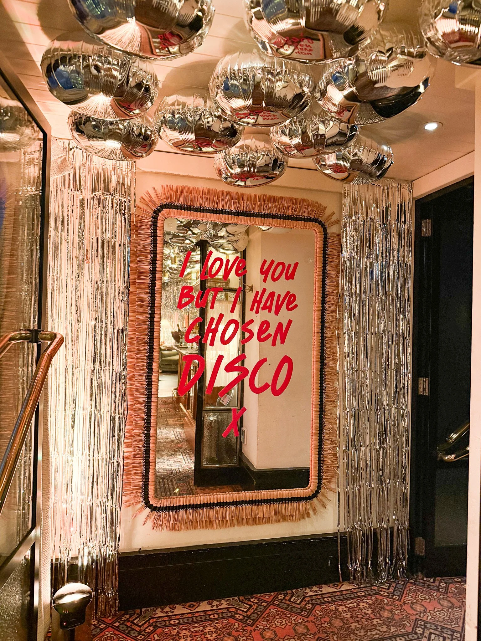 Studio 54 Silver Plume Tassel Chandelier Foil Ceiling Installations
