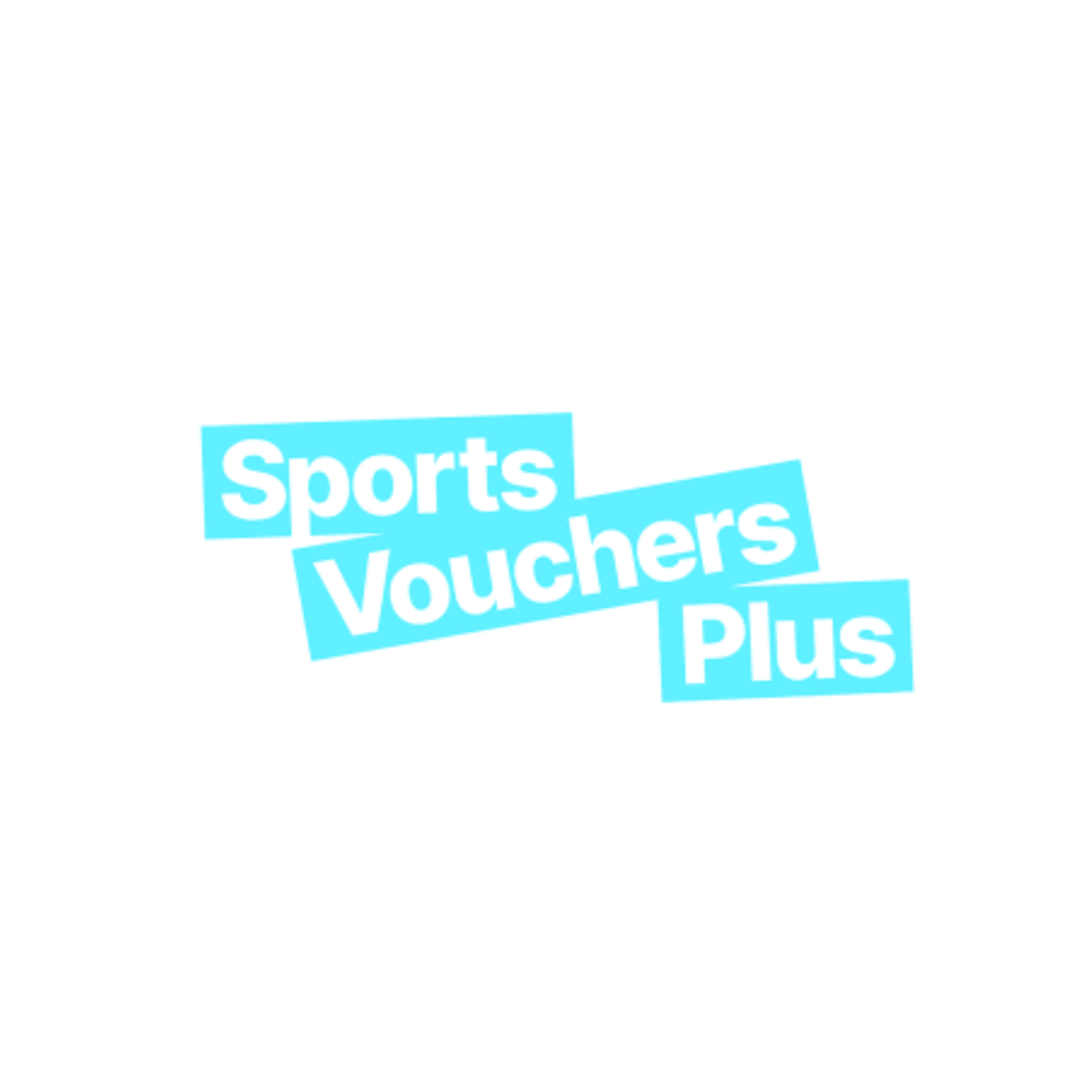 Logo for Sports Vouchers Plus with blue text on white background.