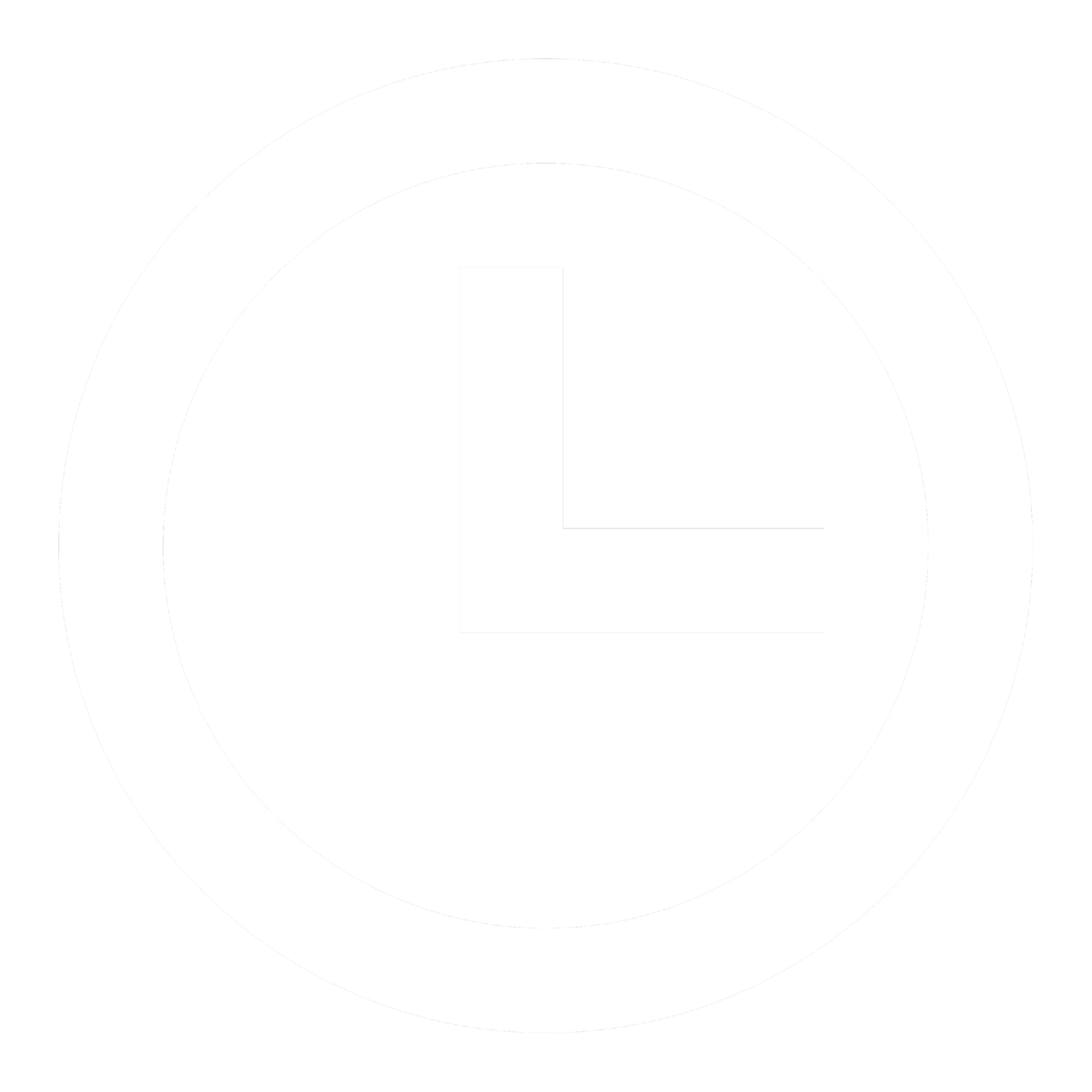 Witte klok symbool op zwarte achtergrond