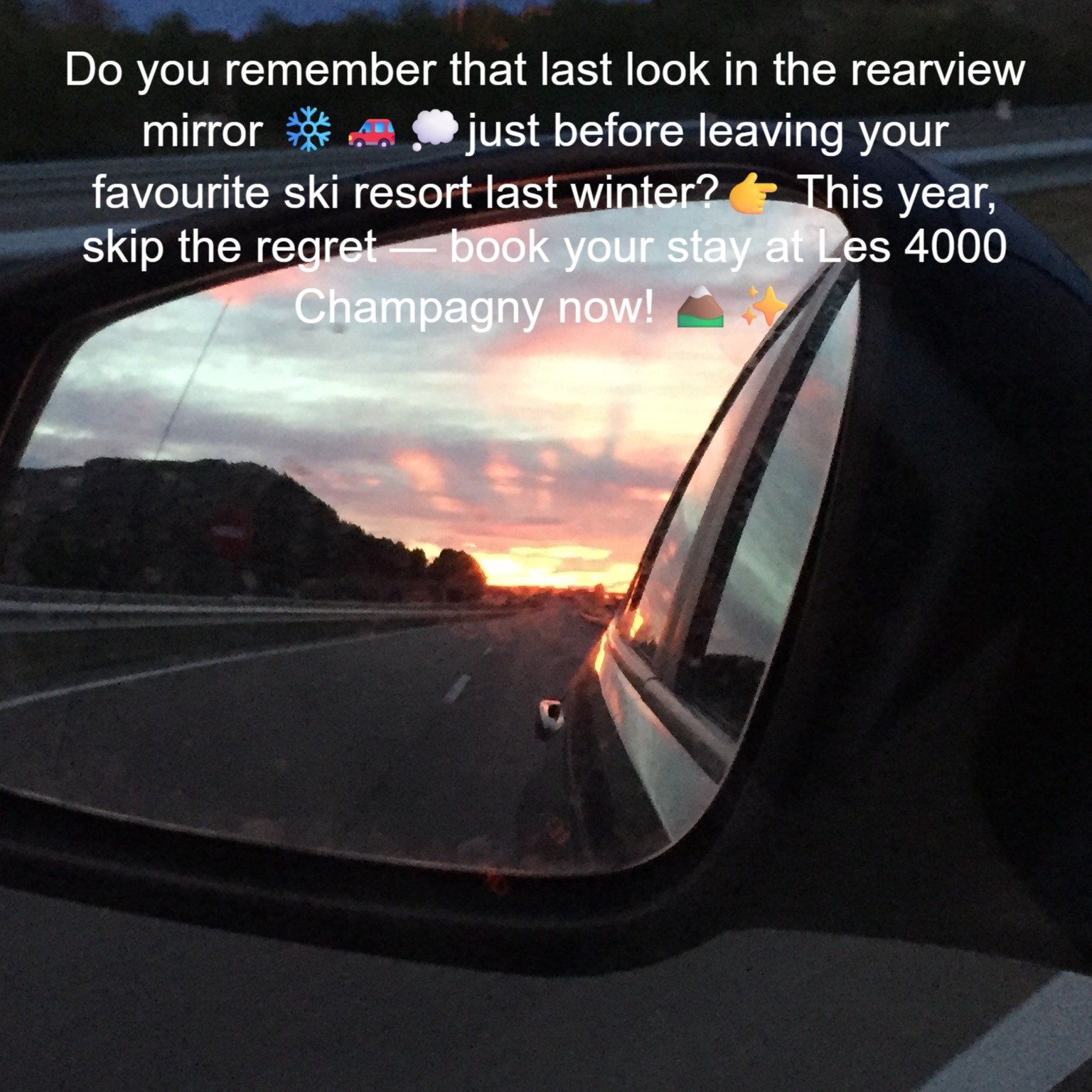 that moment when you leave the resort, take one last look in the rearview mirror&hellip; 😅🏔️
and think: &ldquo;Next year, I&rsquo;m booking earlier!&rdquo;

Good news: that moment is now. 💥
⛷️ Book your stay at Les 4000 Champagny and secure your d