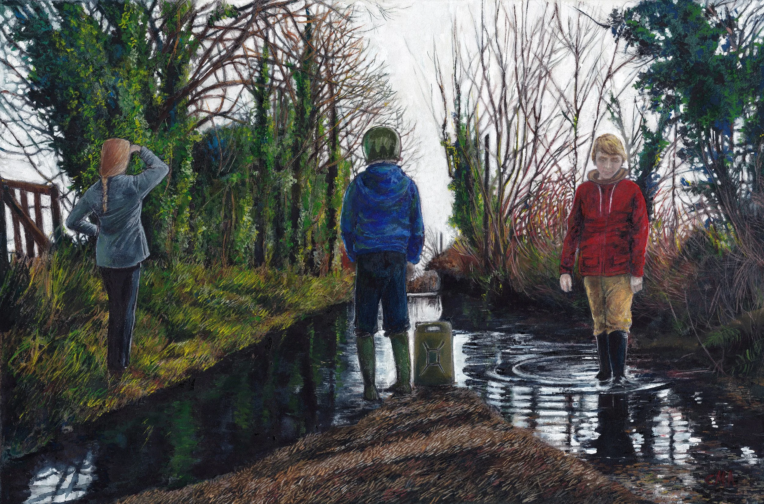 'Time River', watercolour and gouache on cloth.