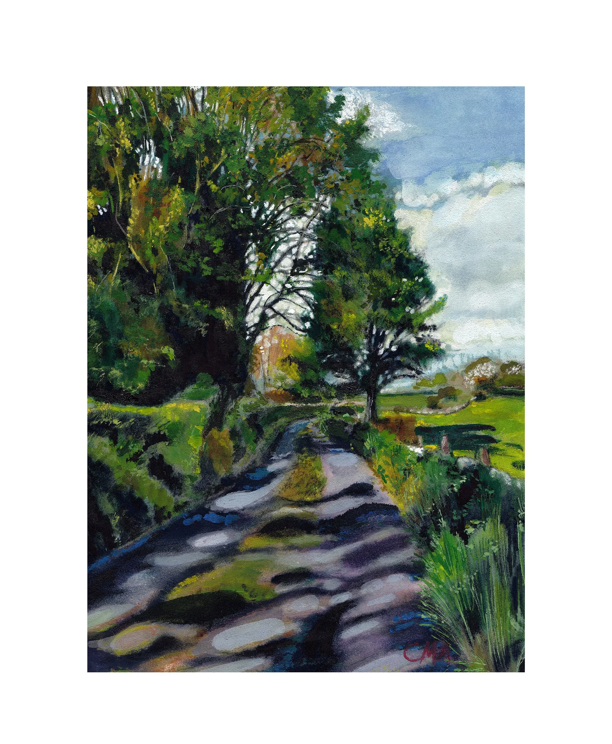 'Shadow Path', watercolour and gouache on cloth.