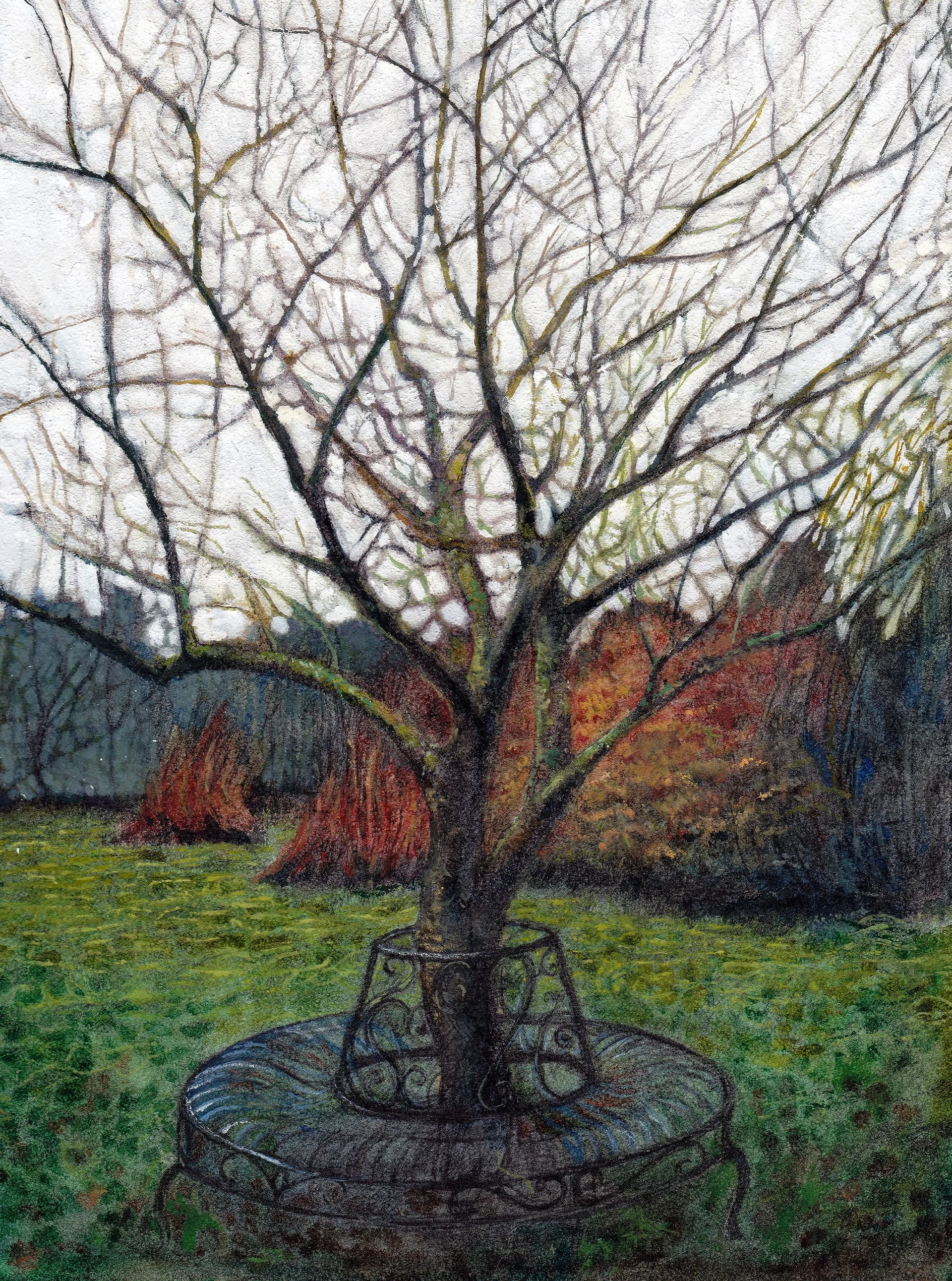 'Tree Ring', watercolour and gouache on cloth.