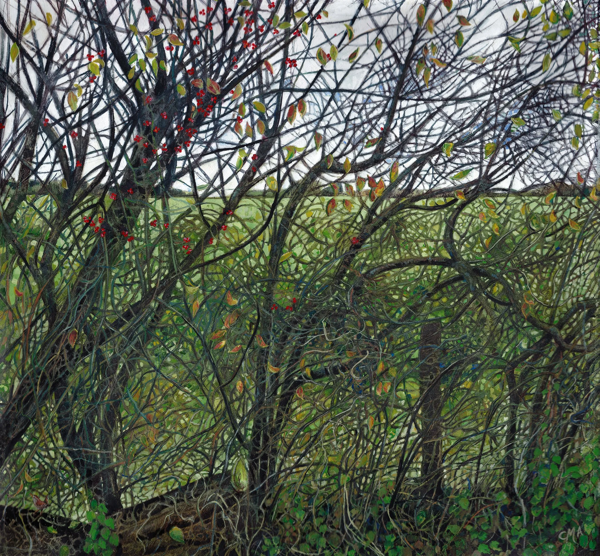 'The Wren's Path', watercolour and gouache on cloth.