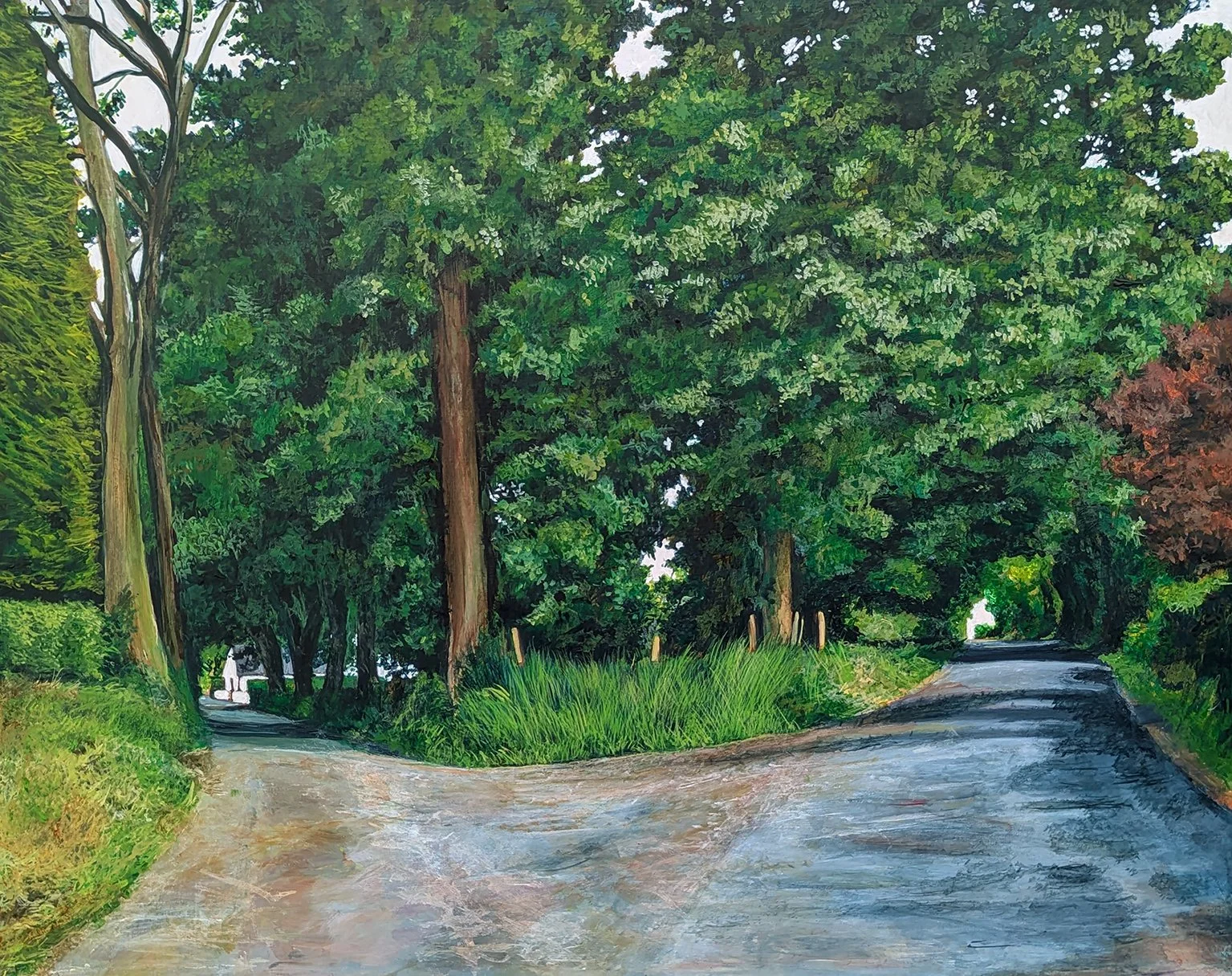 'Two Roads Diverge'.  Acrylic on Wood.