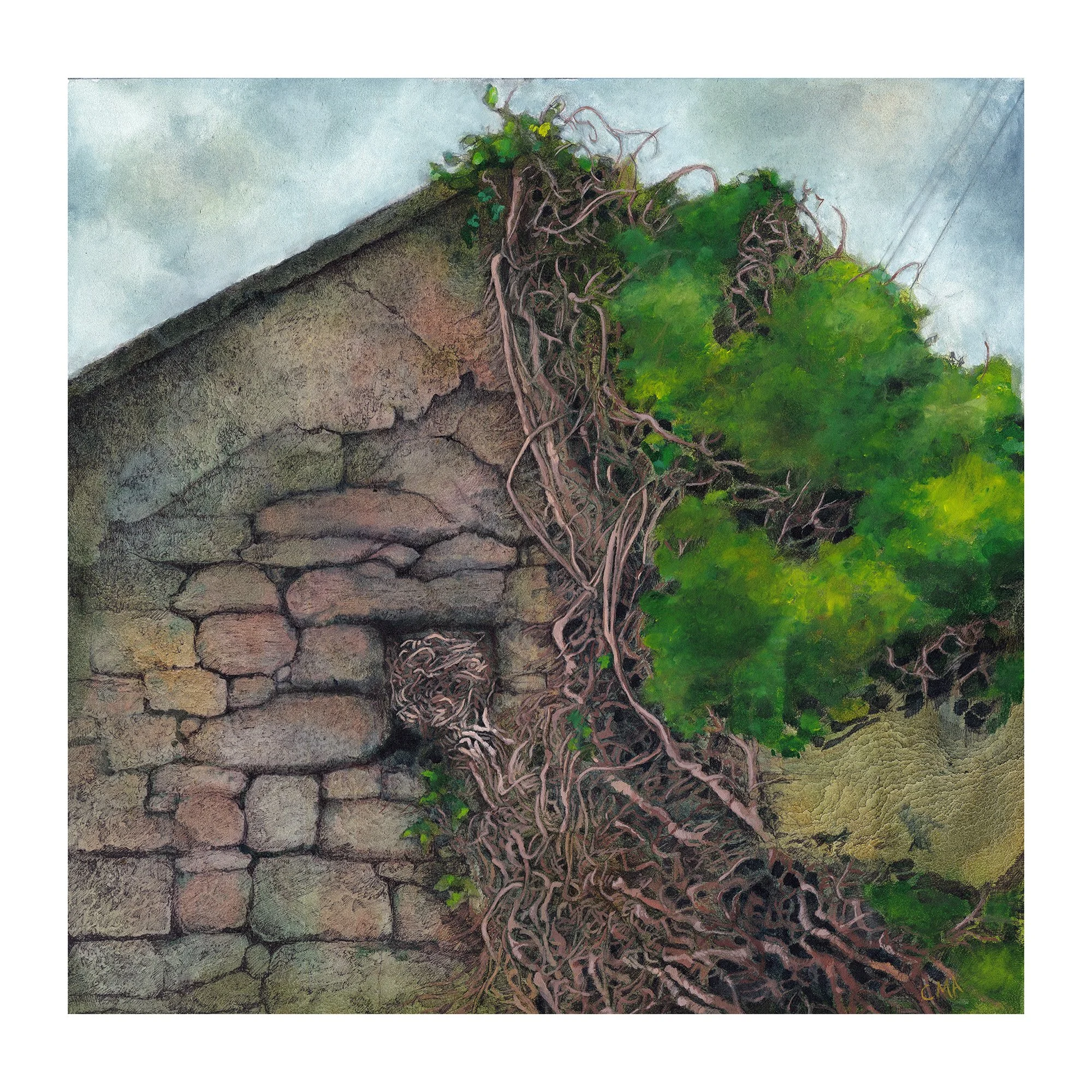 'Inhabit', watercolour and gouache on cloth.