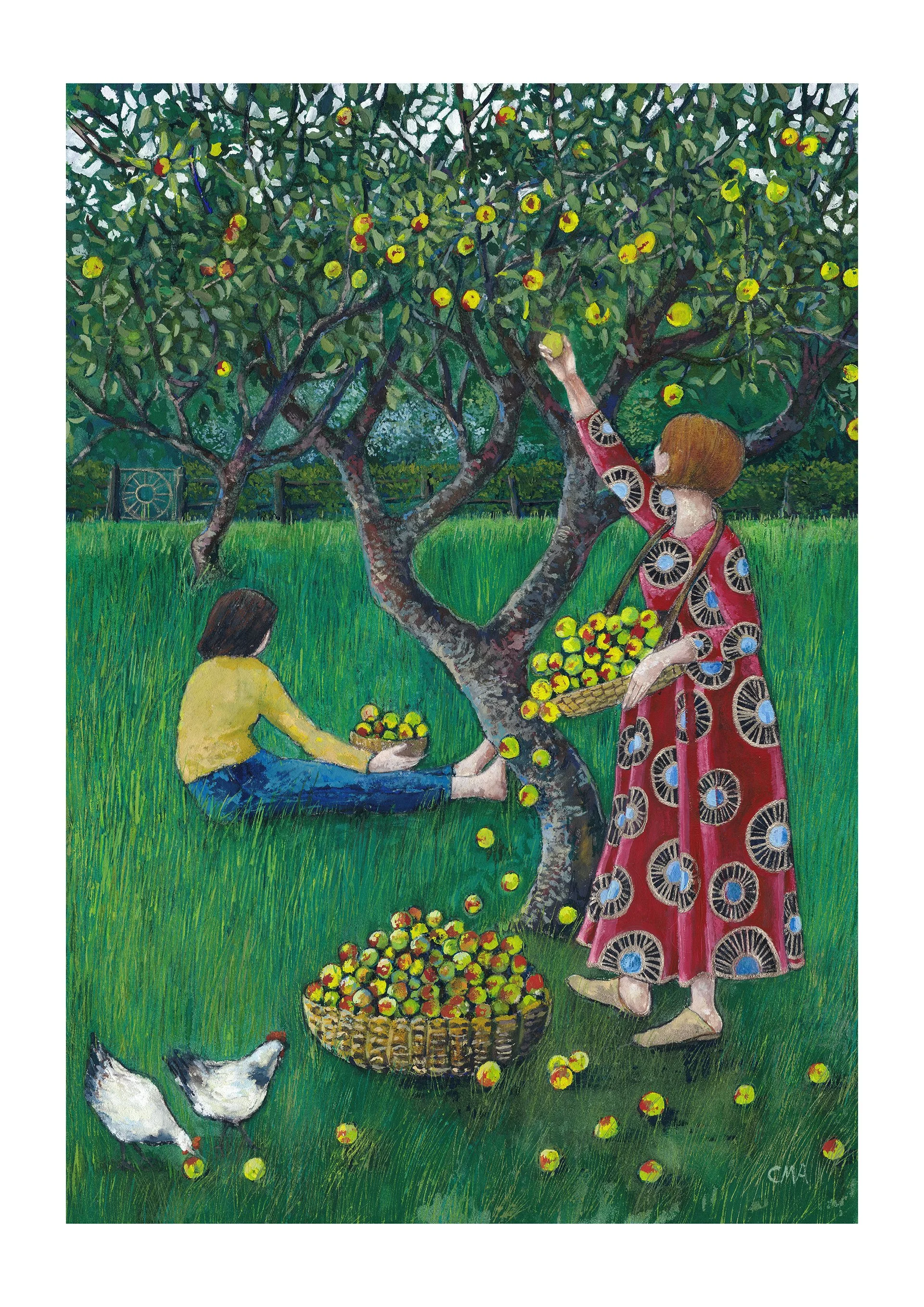 'Echoes in the Orchard', watercolour and gouache on cloth.