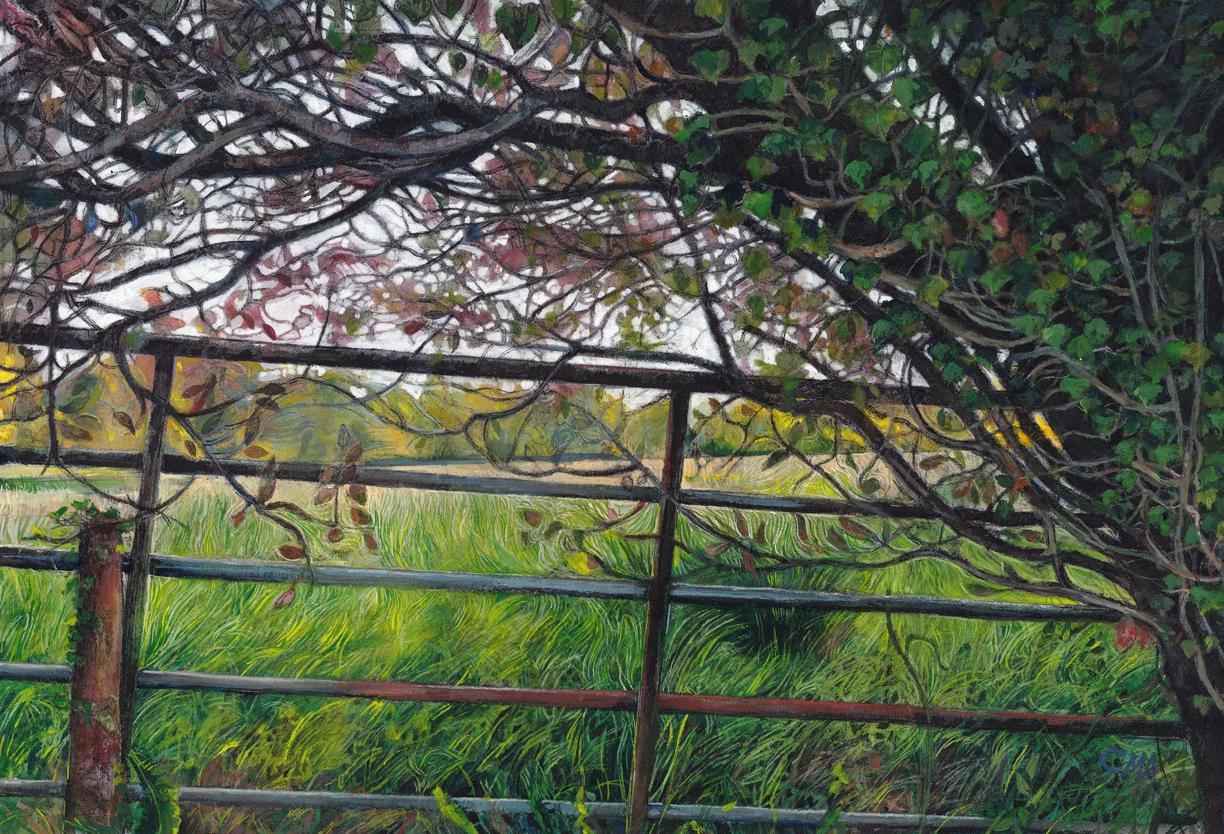 'The Eye's Pasture', watercolour and gouache on cloth.