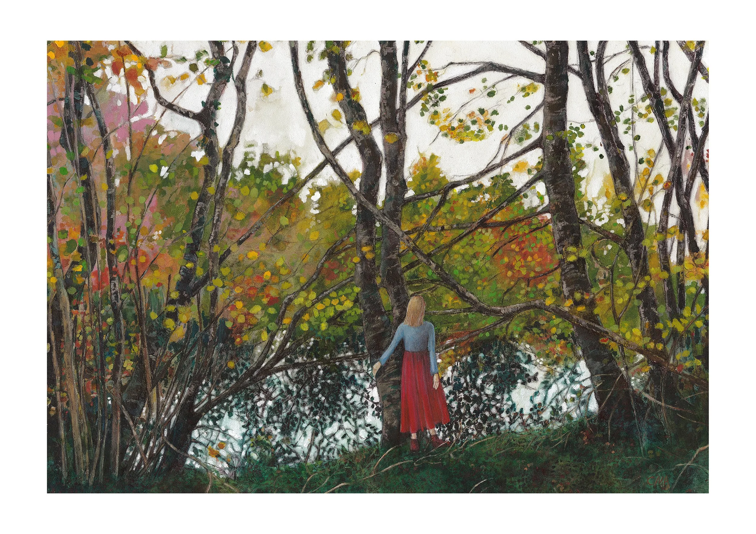 'A Quiet Moment', watercolour and gouache on cloth.