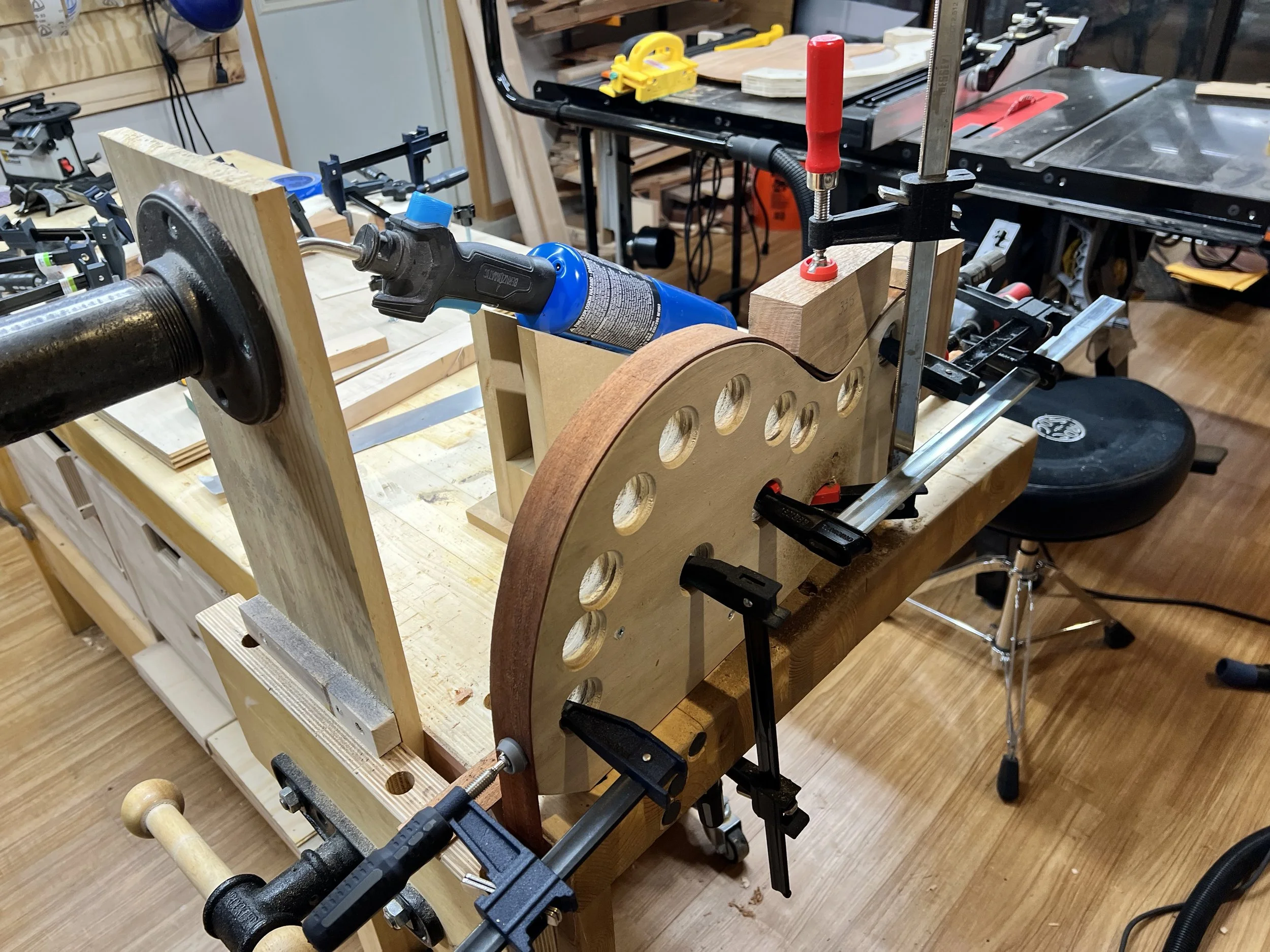 Bending mahogany sides for the 335