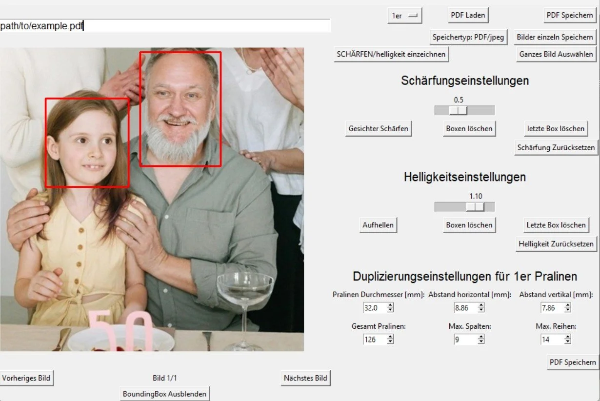 Demo-Screenshot von der App für Schokofoto