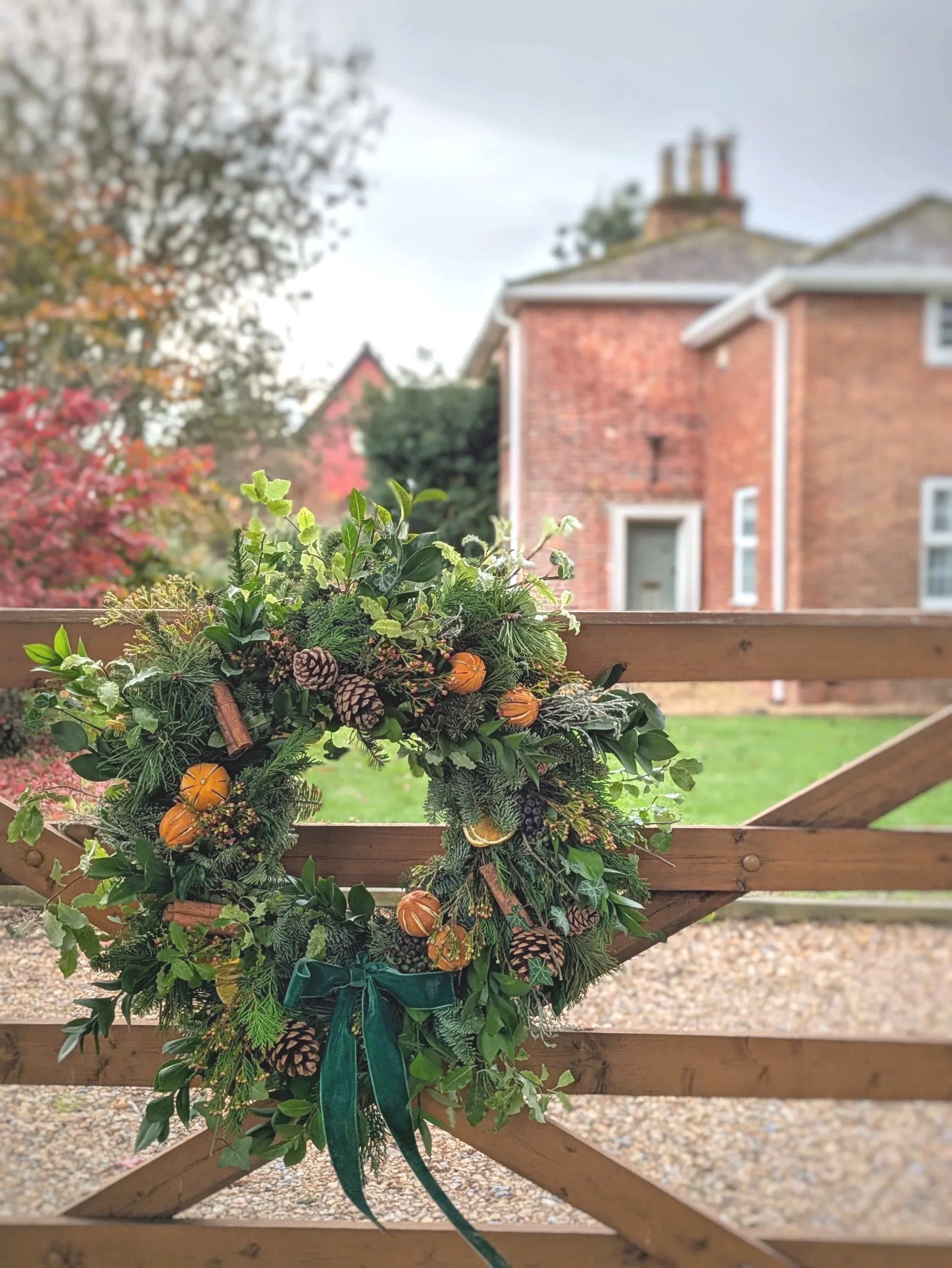Dried orange and cinnamon Christmas Wreath - hand-crafted - Bespoke - Festive Wreath - Christmas foliage - Christmas decoration - Salisbury - New Forest - Hampshire - Christmas Cottage - Countryhome