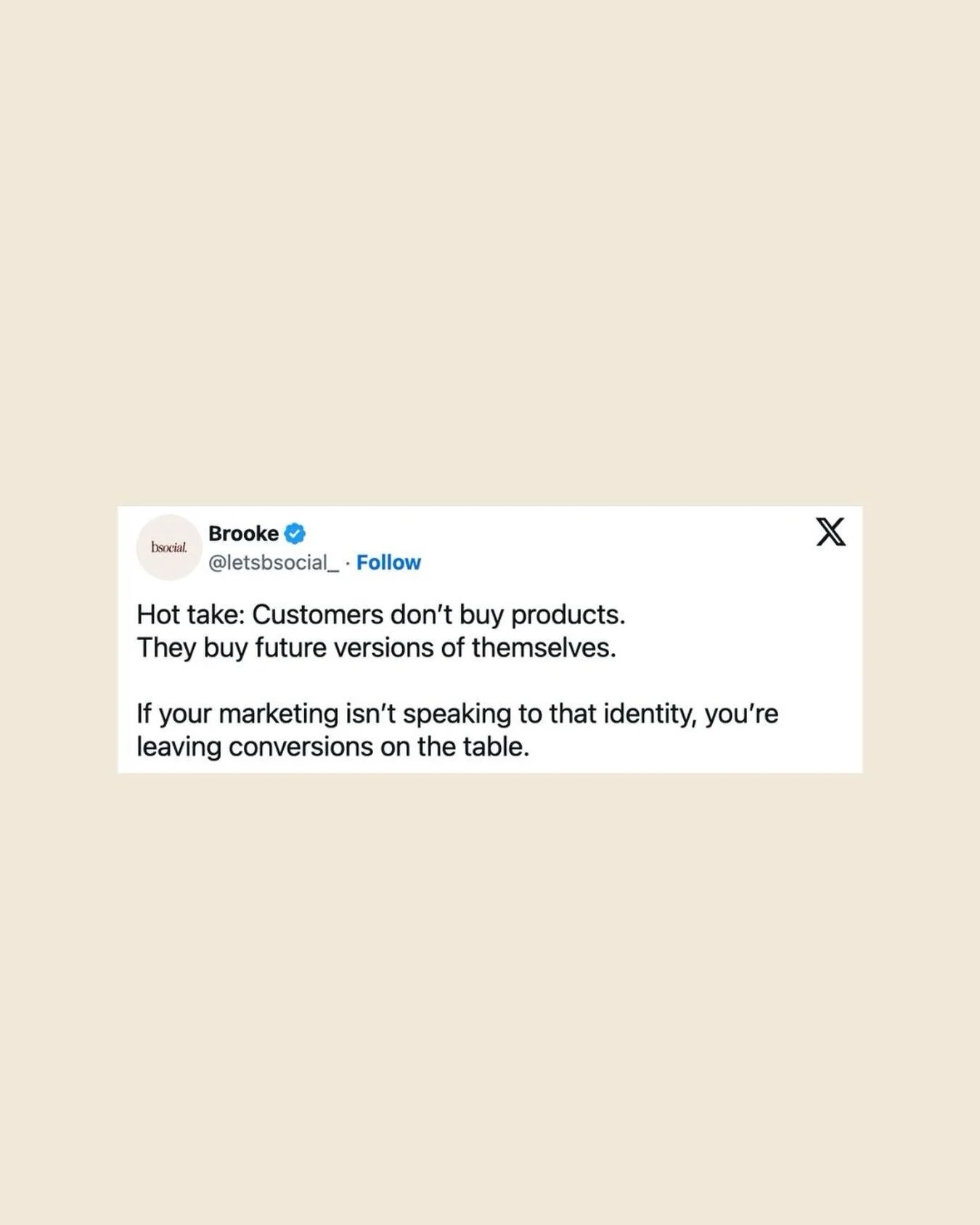 One of the biggest lessons I have learned building B Social is this.

Customers are not buying products. They are buying a version of themselves they believe is possible.

When brands understand that, their marketing stops feeling forced and starts f
