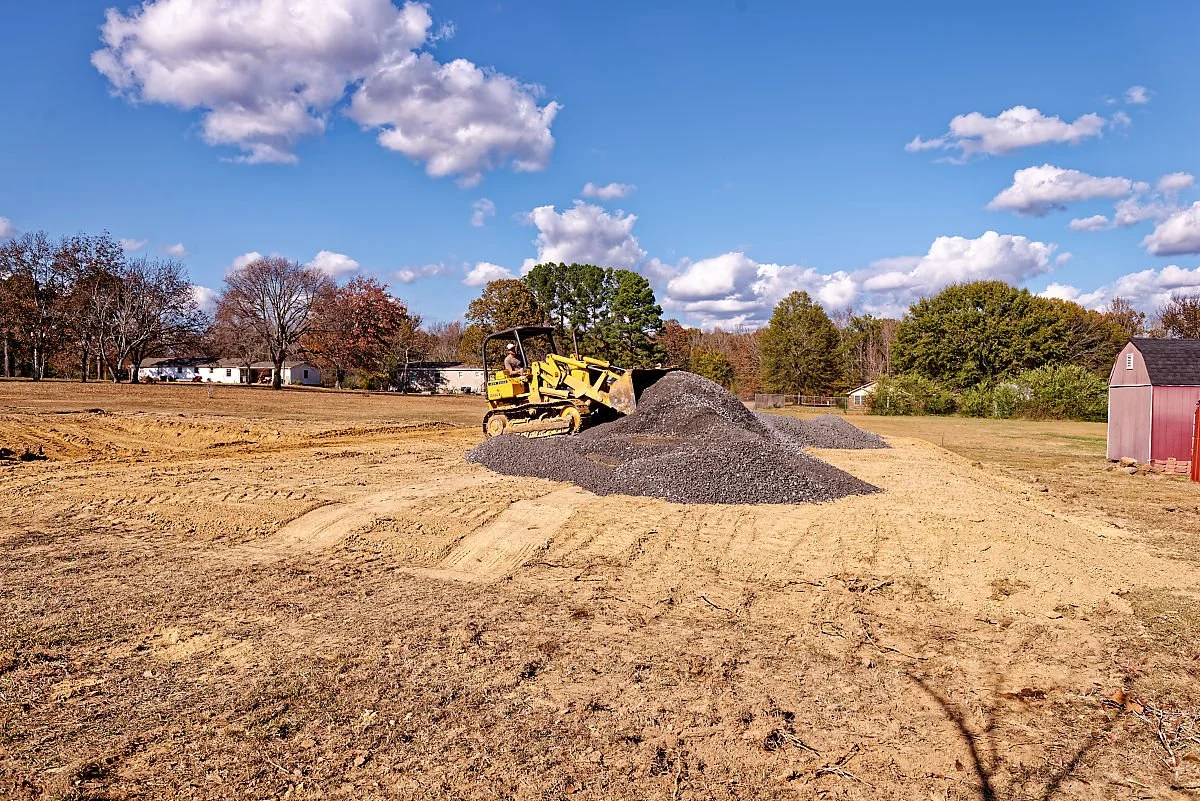 Dump Truck Gravel Spreading in Faulkner County