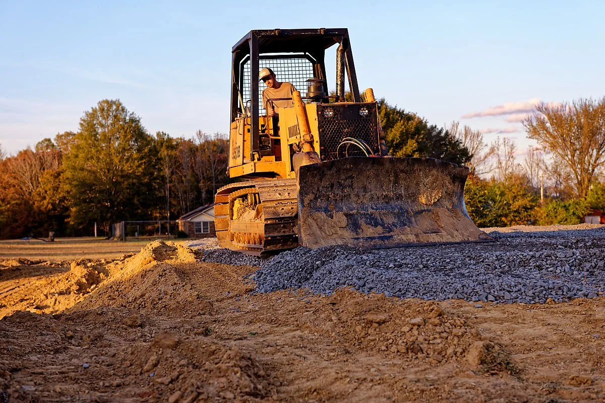 Dump Truck Gravel Spreading in Faulkner County