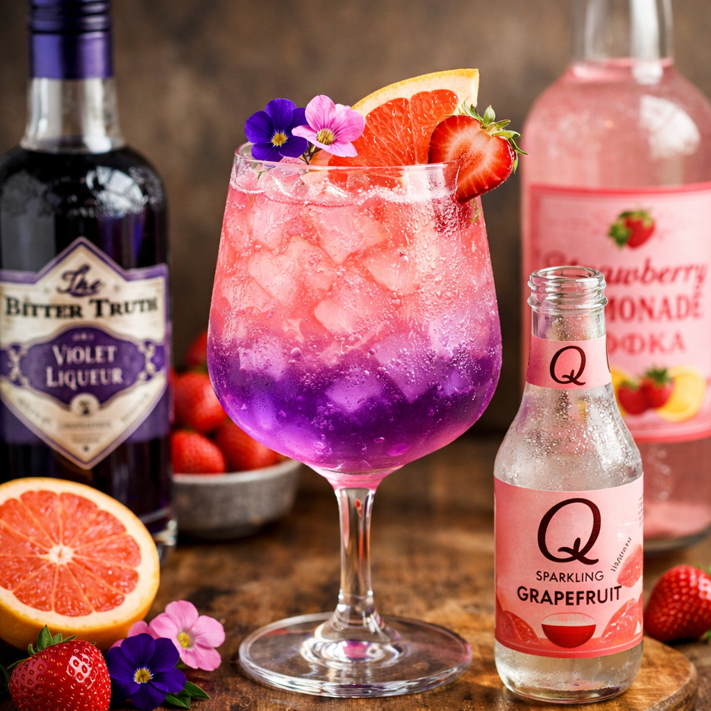 Cocktail kit called Violet Strawberry Lemonade available at the Wisconsin Liquor Store Aurora Liquors