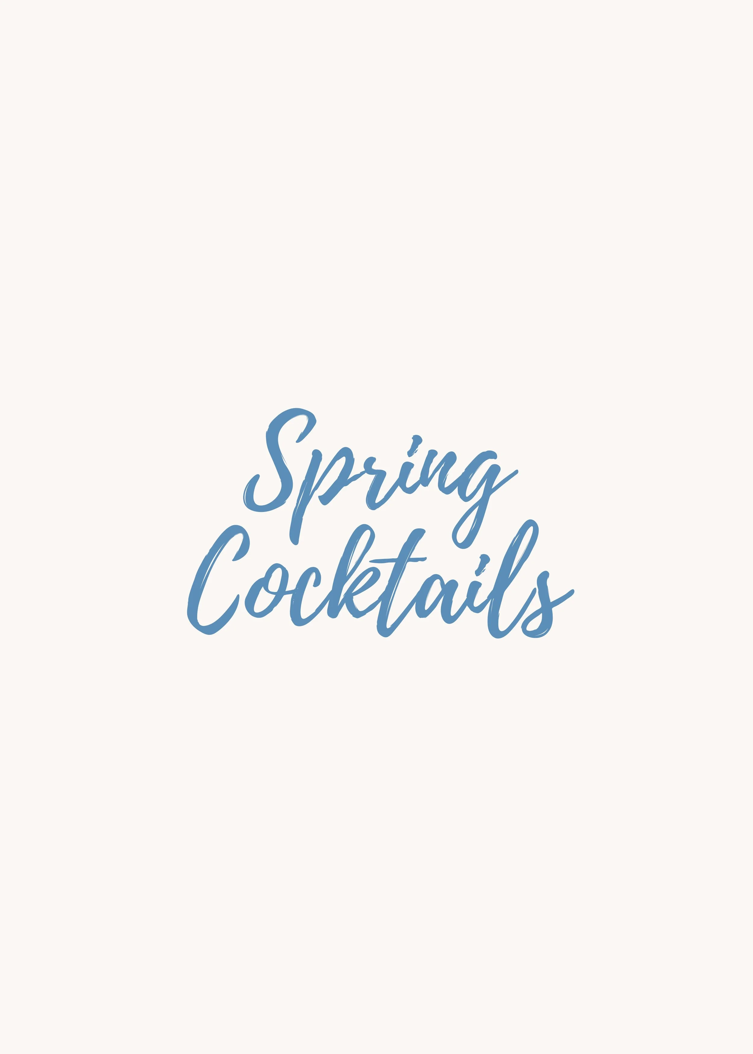 Spring Cocktails text on a light background.