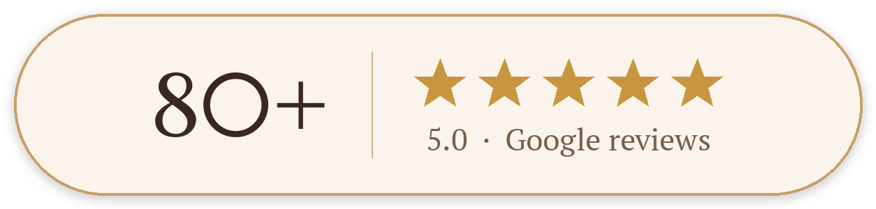 Badge showing 80+ five-star Google reviews for Somatic Therapy & Bodywork André Laubner