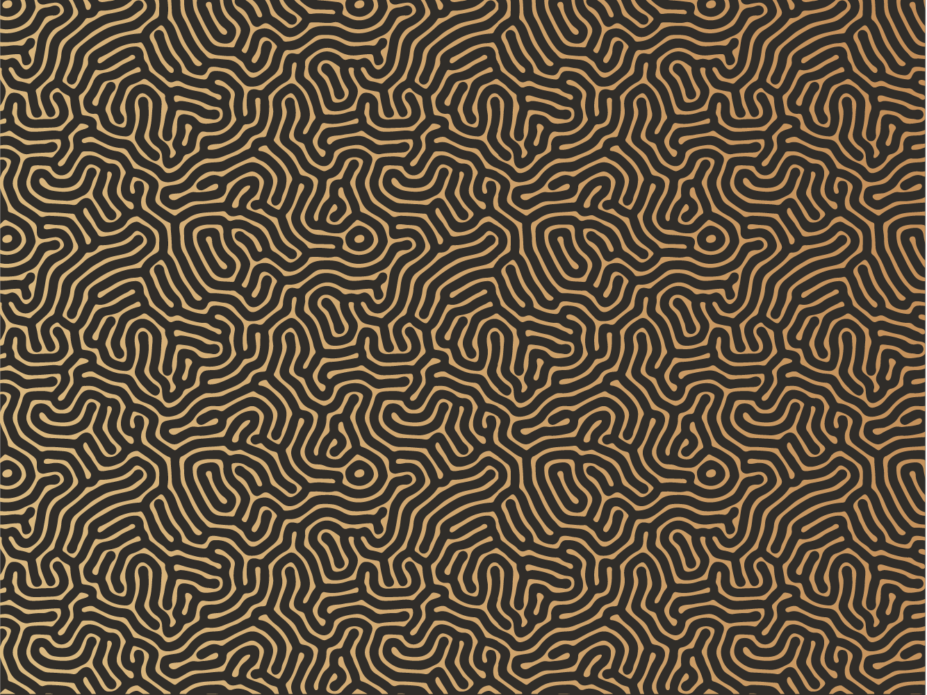 Intricate, maze-like pattern with black and yellow lines creating a complex abstract design.