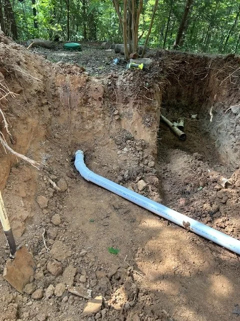 Sewer line replacement and excavation services.