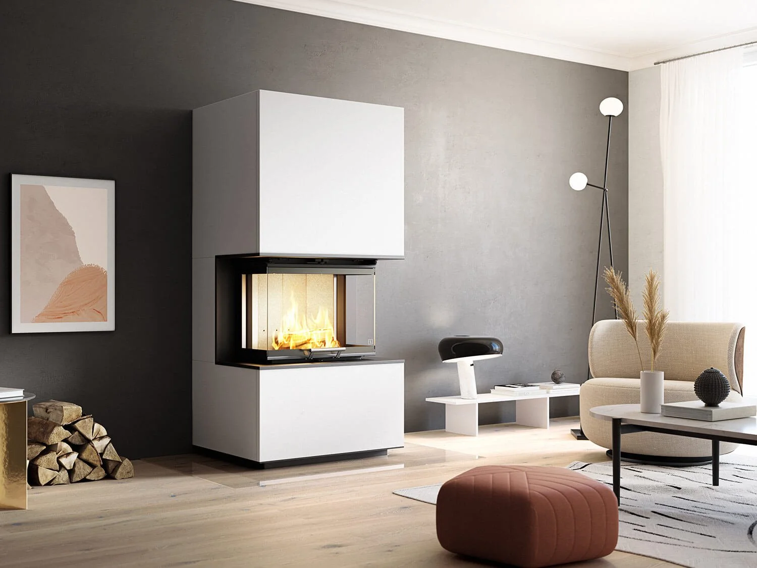 Exklusiver Kamin Scan 5004 mit hochschiebbarer Scheibe - dänische Qualtät im Kaminstudio Hennef