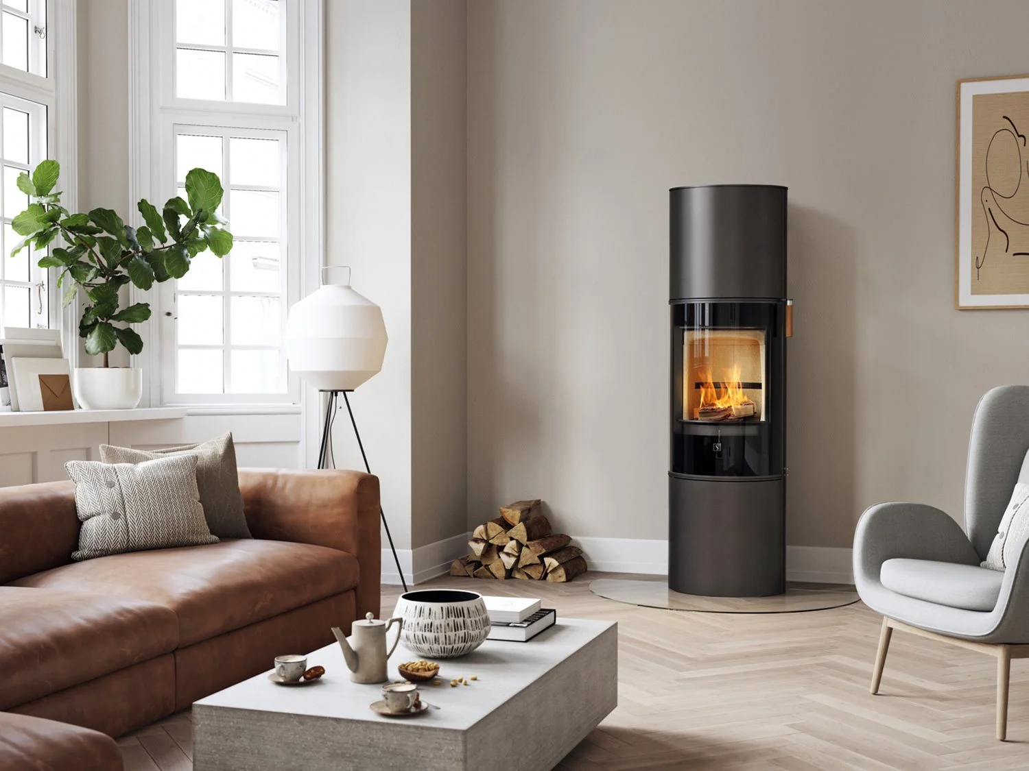 Moderner Design Kaminofen  Scan 84 – in der Ausstellung Kaminwelt Hennef für Königswinter und Umgebung