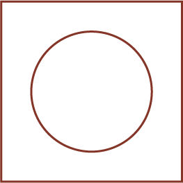 Red circle inside a red square symbolizing the number 1.