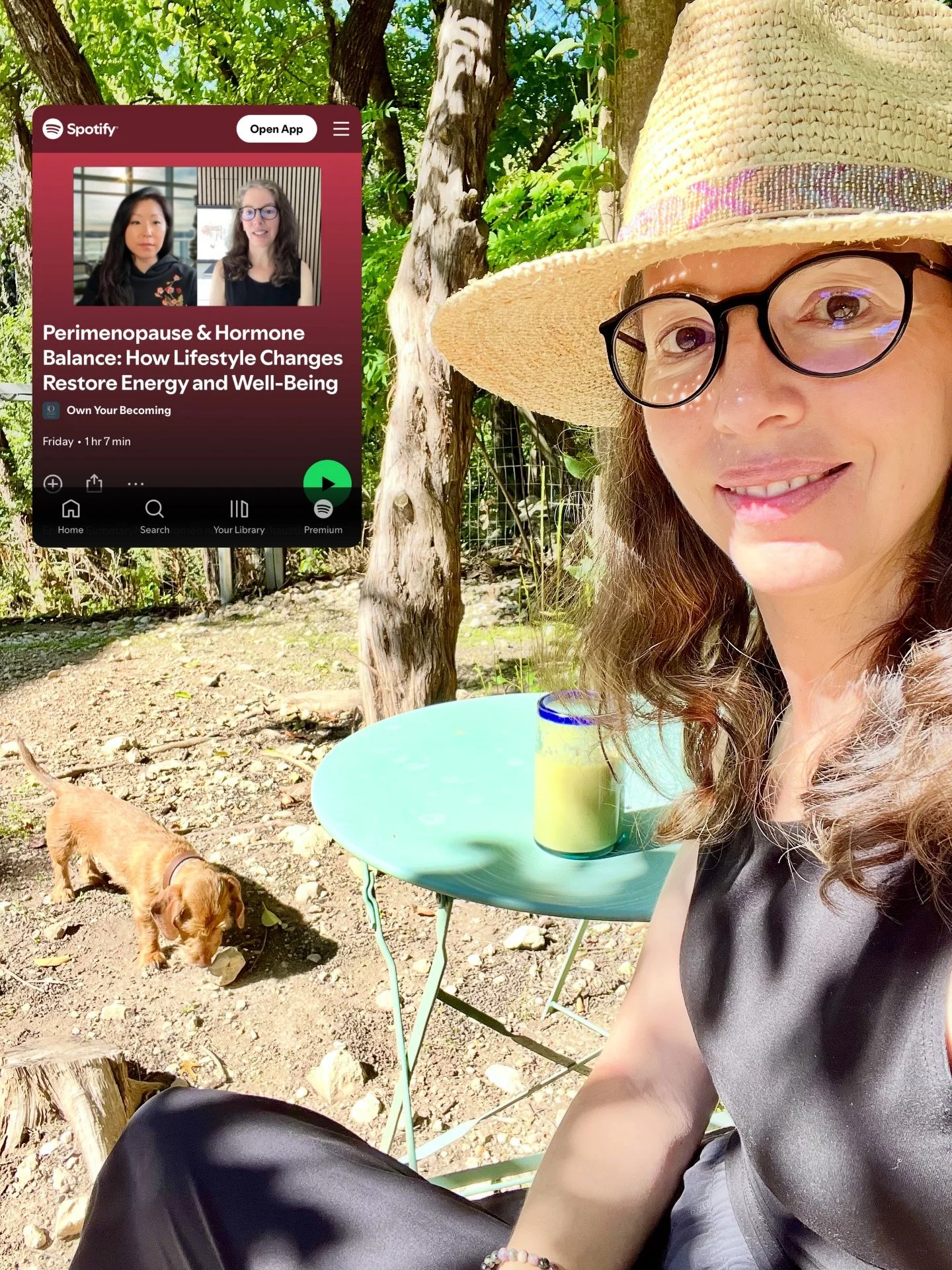 Taking a quiet moment in the garden &mdash; sunshine, smoothie, my dogs &mdash; after recording a meaningful podcast conversation with @own_your_becoming about hormone health in perimenopause and menopause. ☀️🐾

It reminded me how powerful a pause c