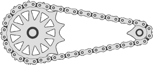 A bicycle's chain and gear sprocket.