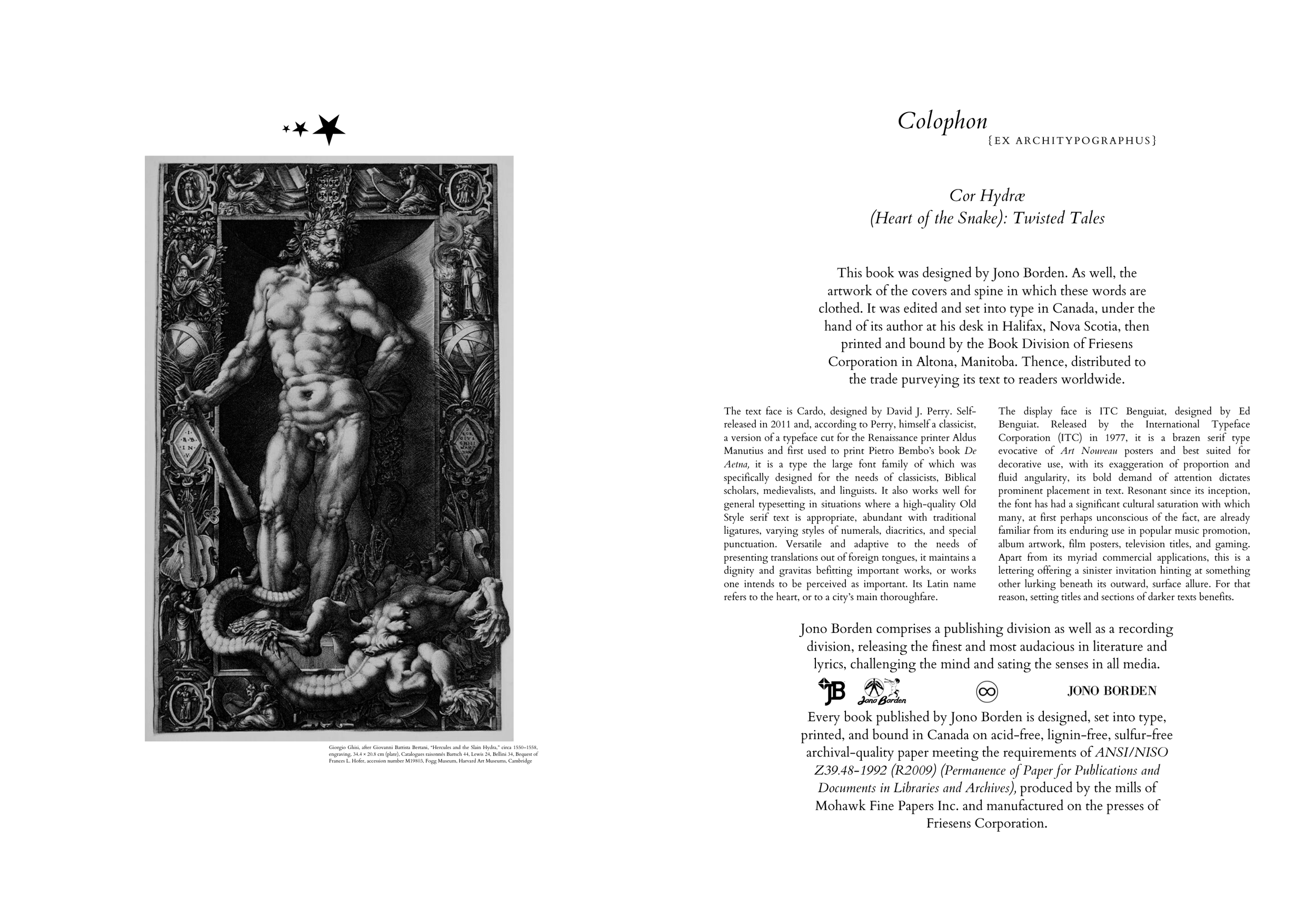 Jono Borden - Cor Hydrae (Colophon Spread)