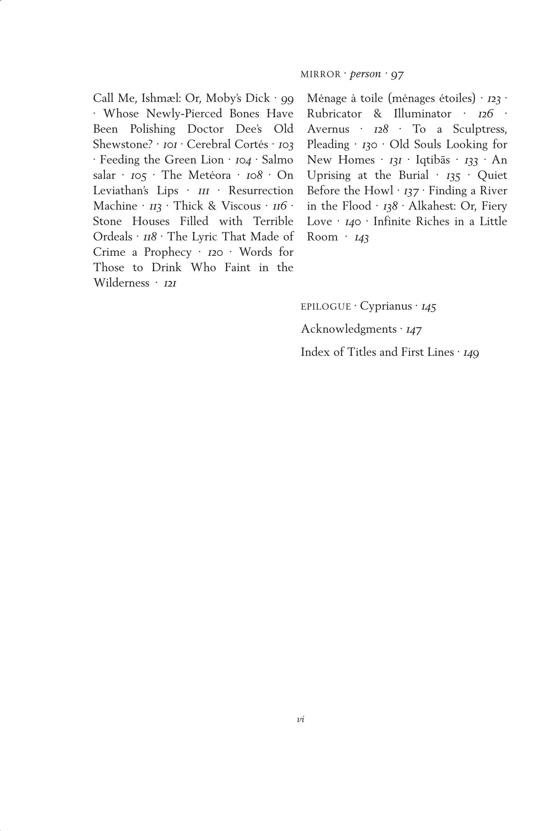 Jono Borden - Between the Silver and the Mirror (Table of Contents)