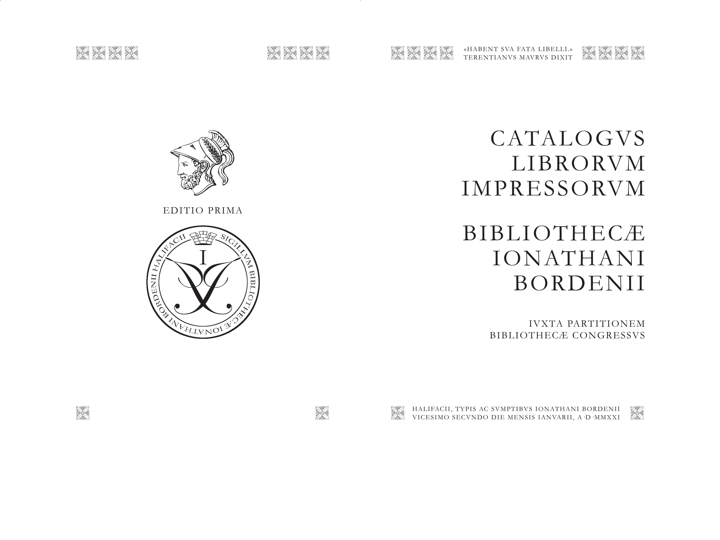 Jono Borden - Catalogus Bibliothecae Ionathani Bordenii (Title Page Spread)