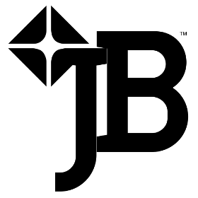 Logo with a diamond shape and the letter 'J' next to a large 'B'