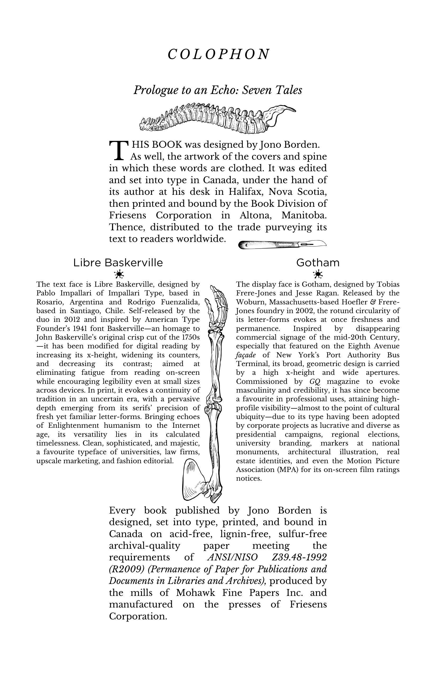 Jono Borden - Prologue to an Echo (Colophon)
