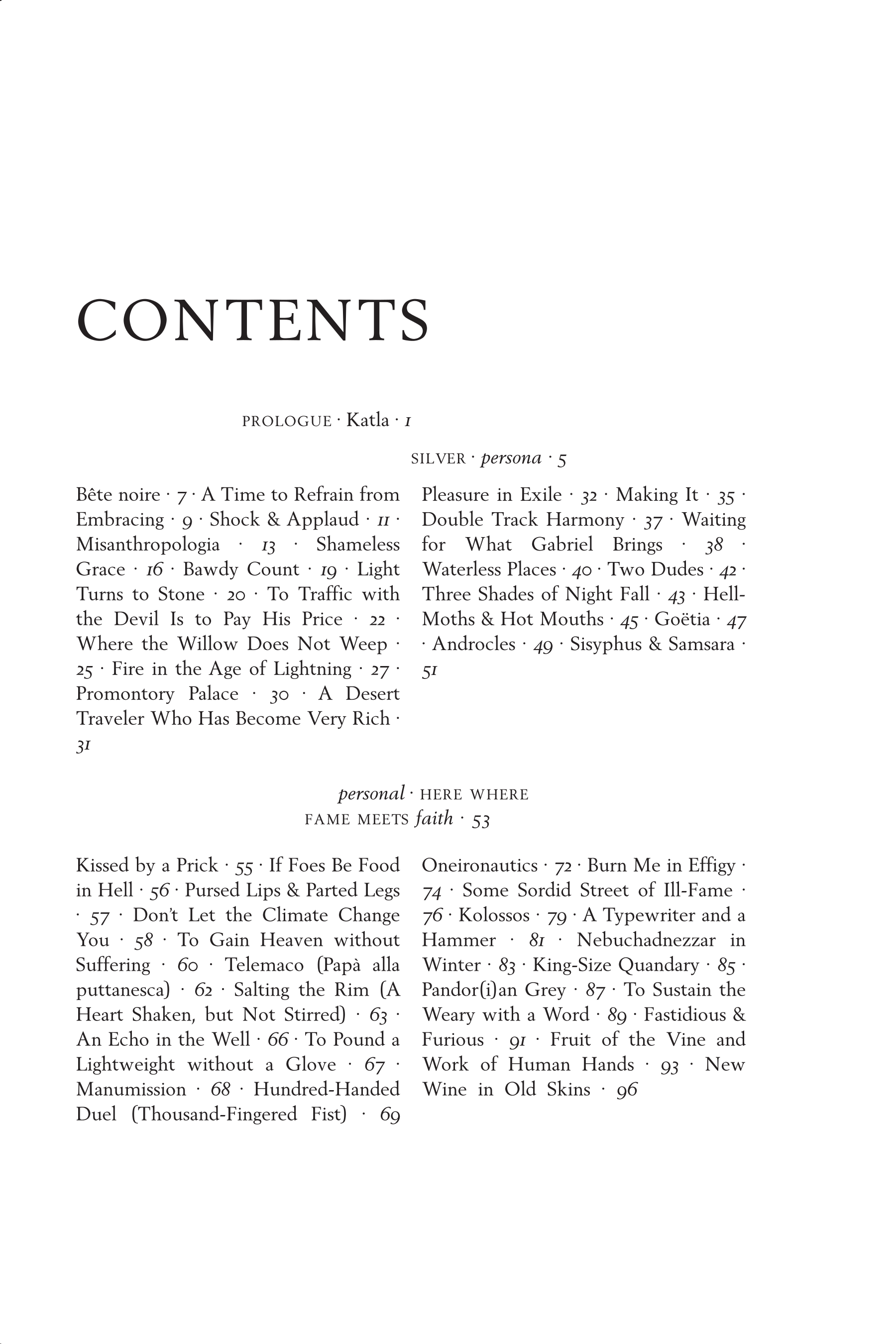 Jono Borden - Between the Silver and the Mirror (Table of Contents)