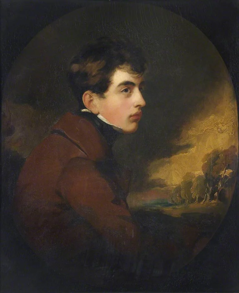 Source: Thomas Lawrence (1769–1830), “George Gordon Noel (1788–1824), Lord Byron, Poet,”  circa  1805–1808, oil on canvas, 74 × 61 cm (29 ⅛ × 24 1/64 in.), Gift from A. C. Benson, 1907, accession number TC Oils P 32, Trinity College, University of Ca
