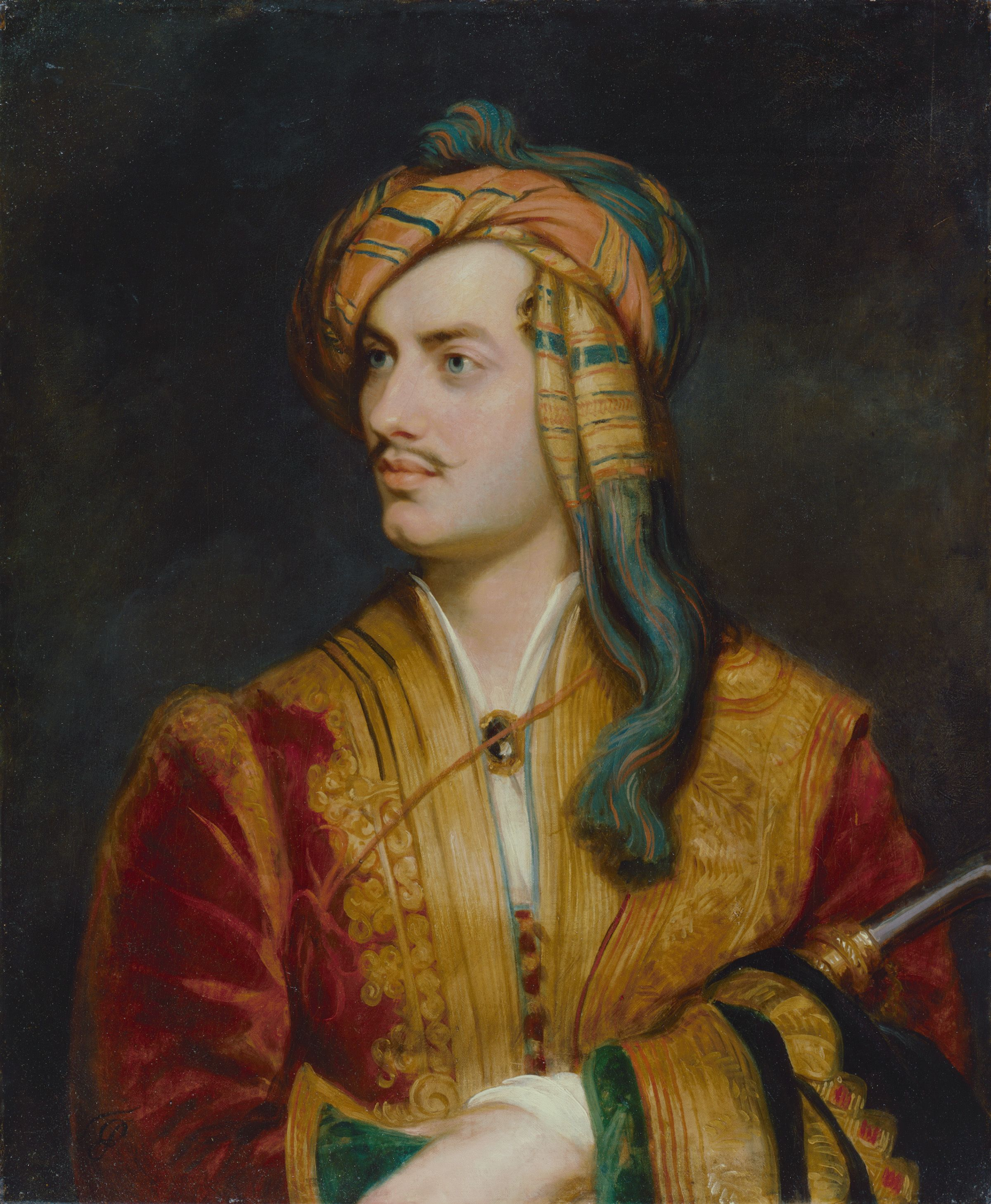 Source: Thomas Phillips (1770–1845), “Lord Byron,”  circa  1835 (replica, based on a work of 1813, by the same artist), oil on canvas, 76.5 × 63.9 cm (30 ⅛ × 25 ⅛ in.), Purchased, 1862, Primary Collection, accession number NPG 142, National Portrait 