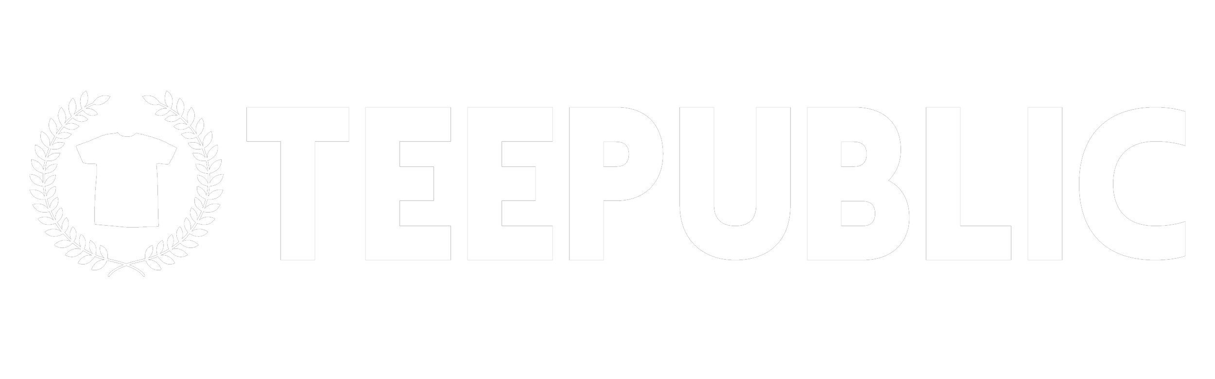 The logo of Tee Public, featuring a white t-shirt inside a laurel wreath, with the text 'TEE PUBLIC' in large white letters on a black background.