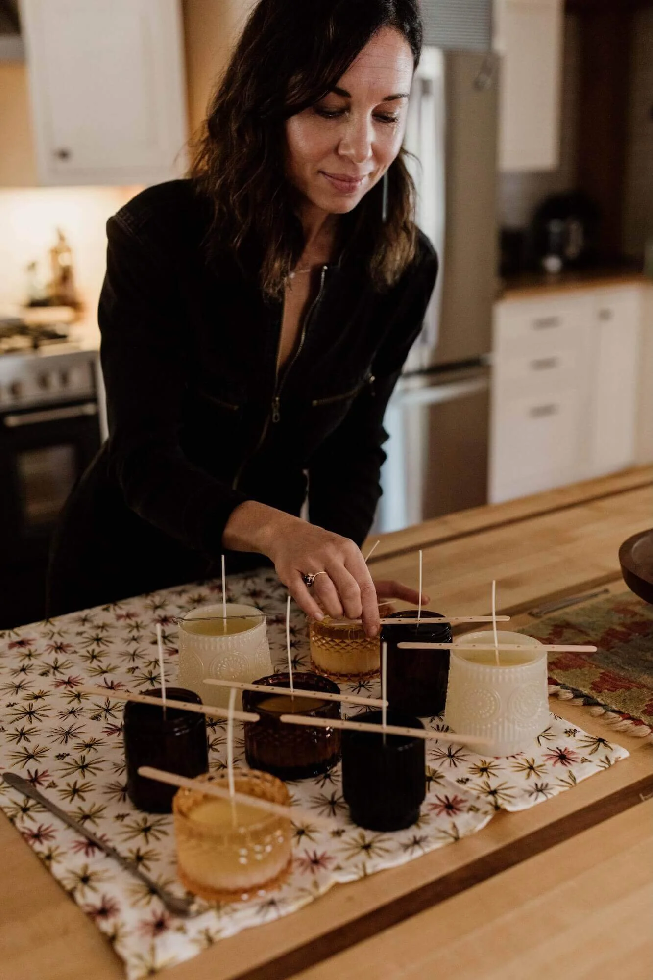 Anne starting the candle making process.