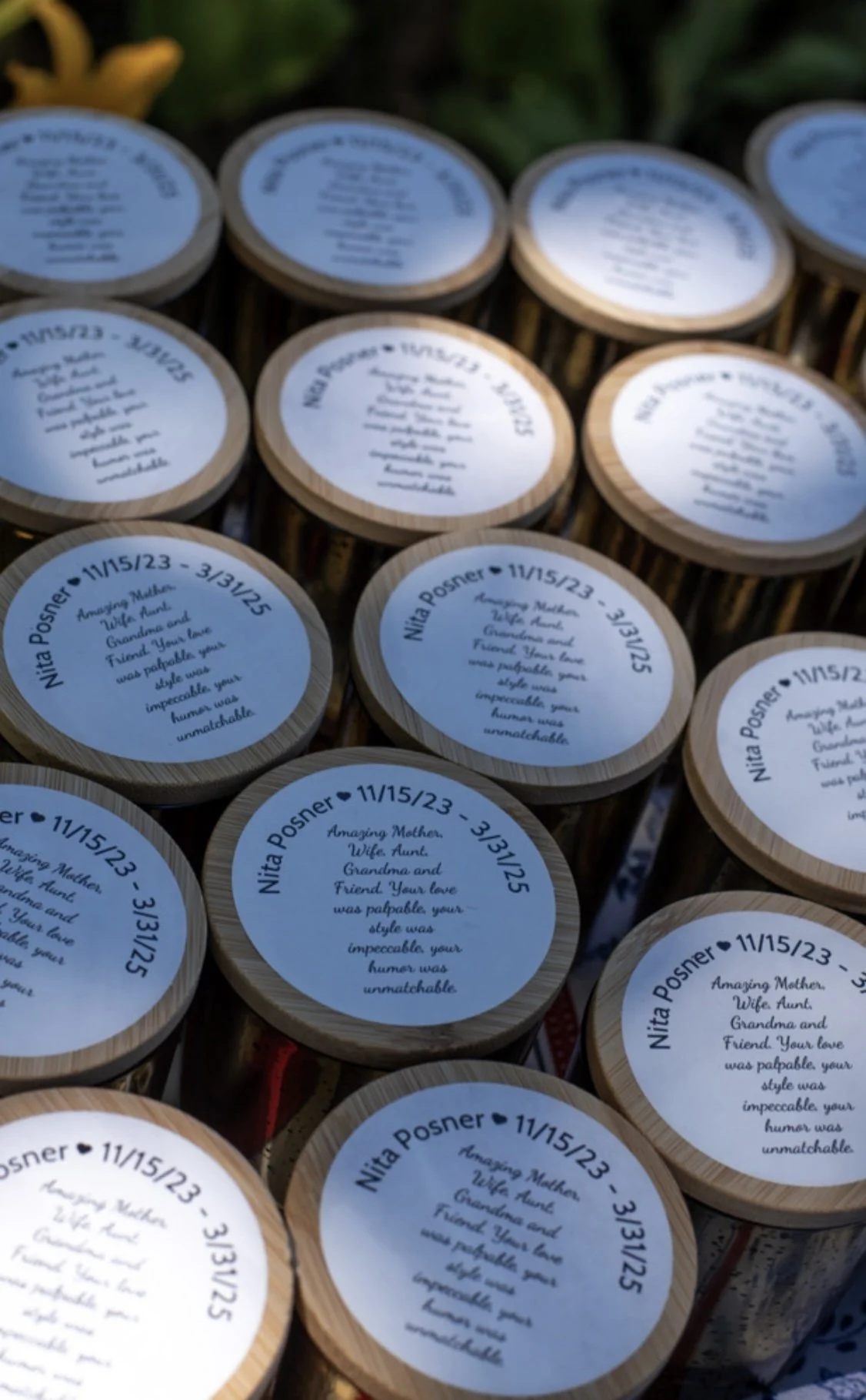 A group of custom made candles made by Anne.