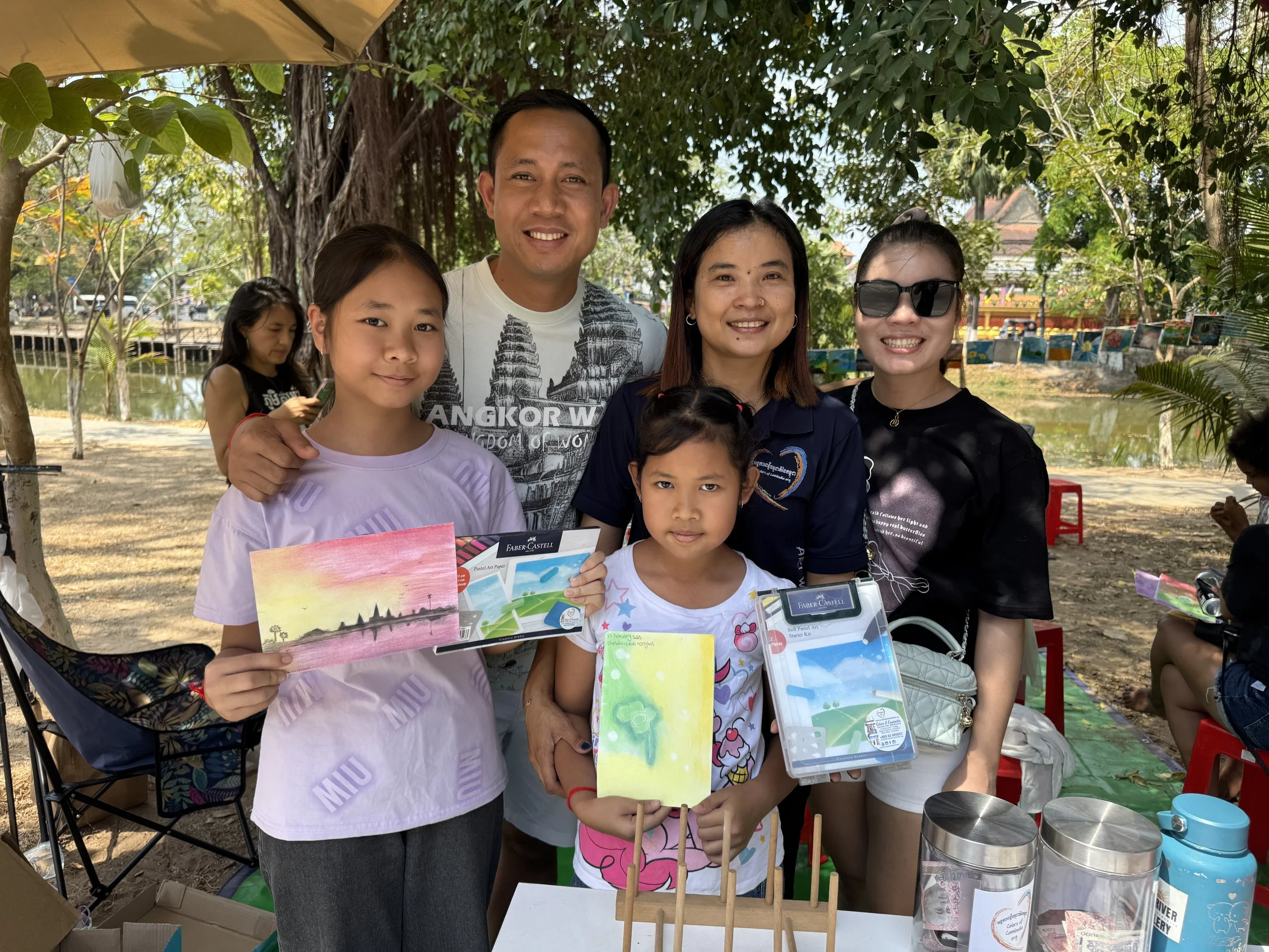 Colors of Cambodia young artists making the most of their summer with the help of their intrepid instructor, Sophany Sor