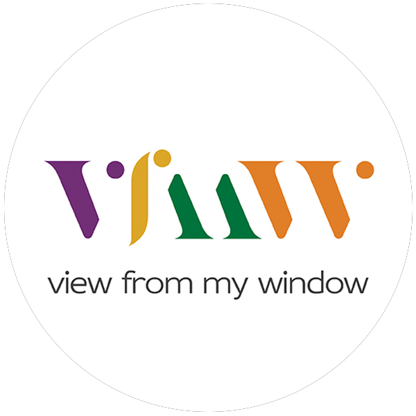 A logo with the letters VFMW in purple, yellow, green, orange, orange colours, and the text "view from my window" below.