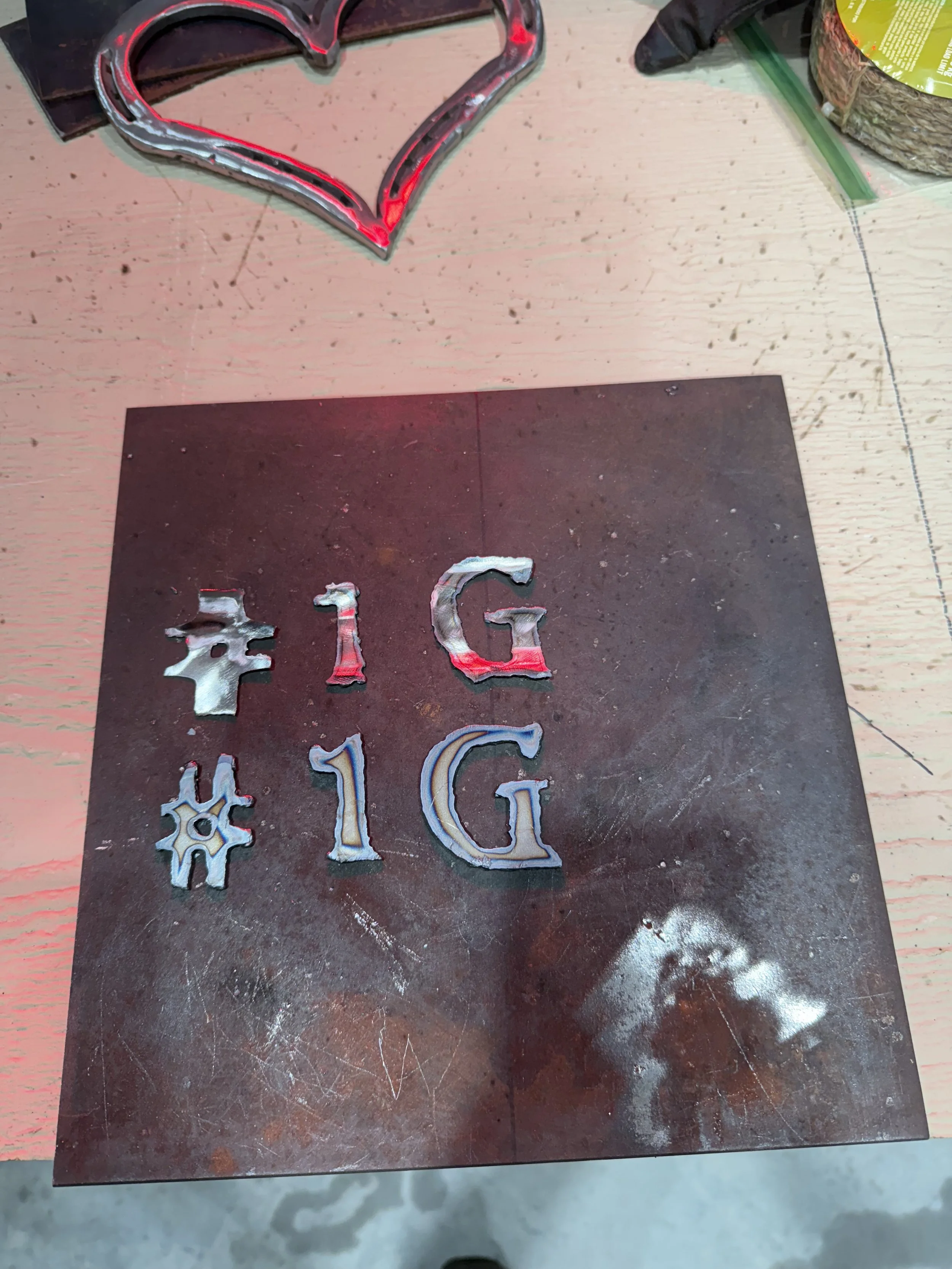 the lettering cut outs from 22ga sheet metal