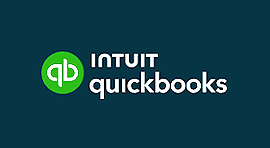 Intuit QuickBooks logo with green and white branding on a dark background